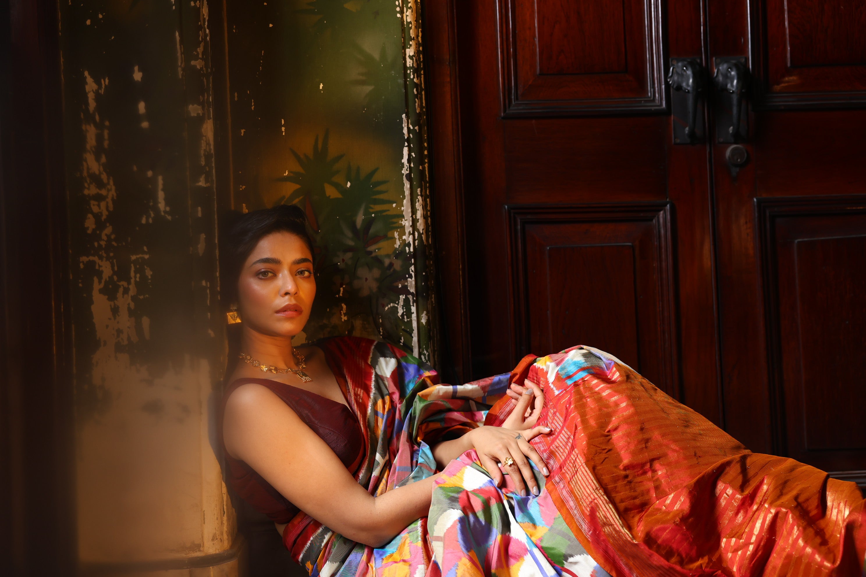 DESIGNER EXCLUSIVE Upscaled Multicolour block silk Ikkat saree