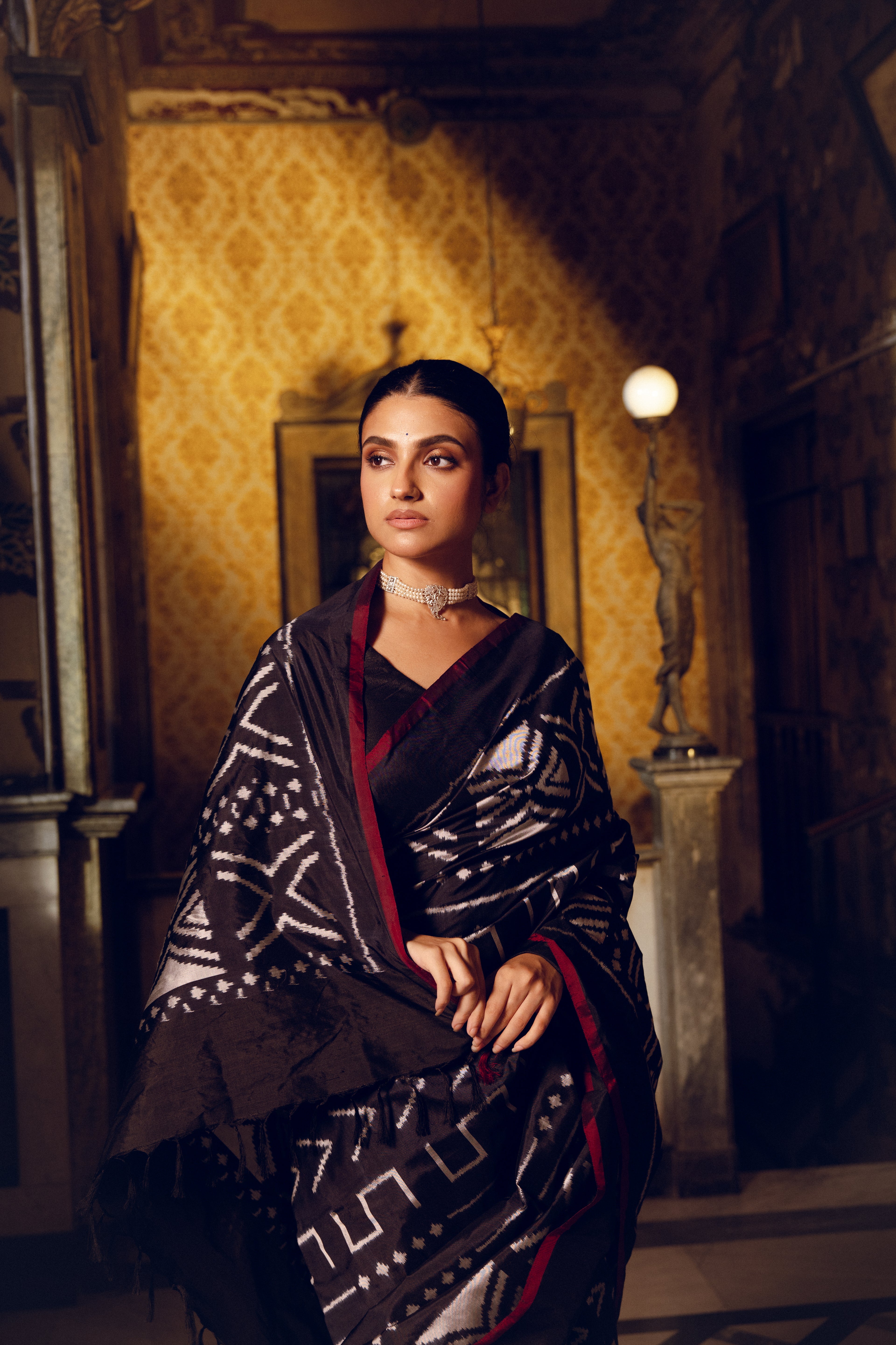 MAGIZHAM- Magnificent African tribal motifs silk ikkat inspired from Mali Bamana tribal symbols BOGOLANFINI mud cloth