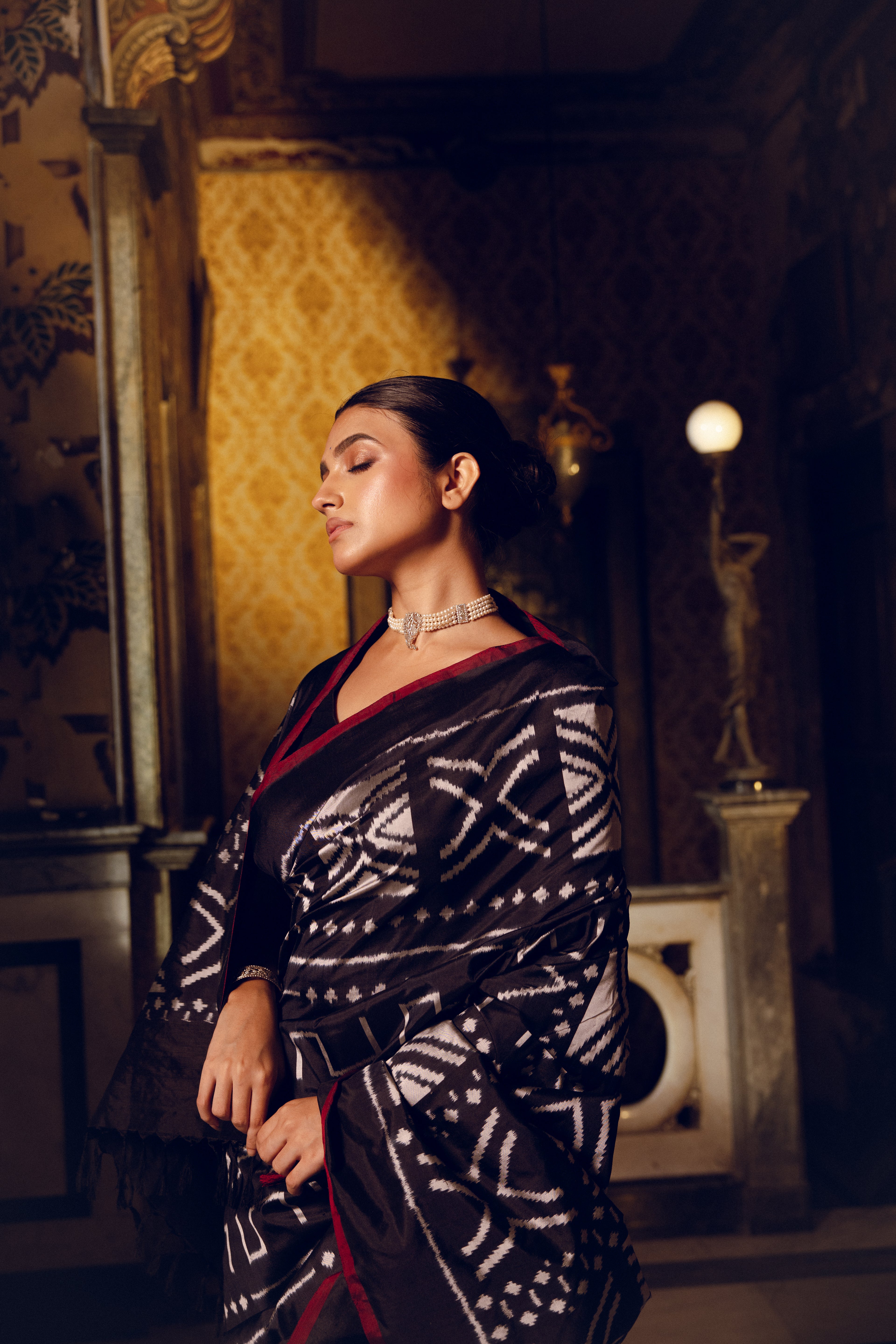 MAGIZHAM- Magnificent African tribal motifs silk ikkat inspired from Mali Bamana tribal symbols BOGOLANFINI mud cloth