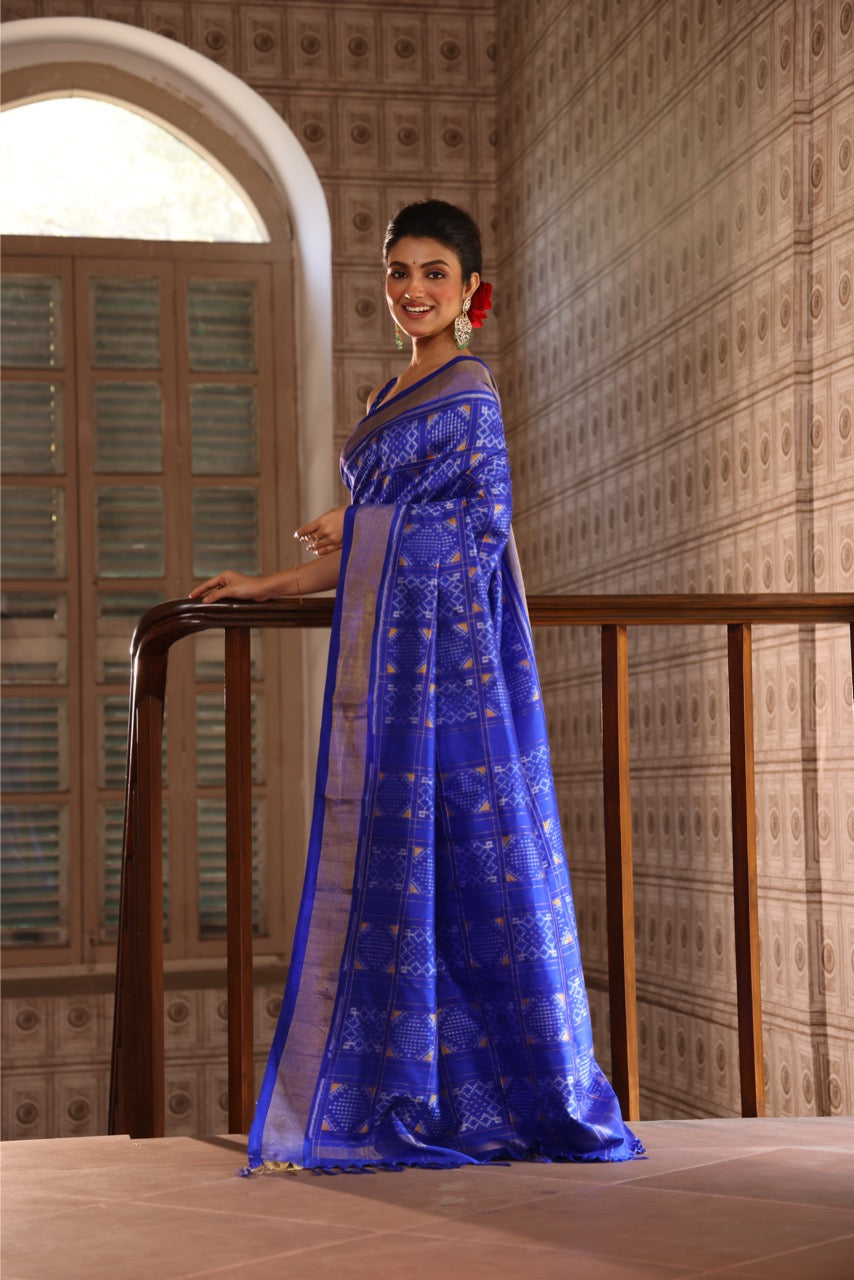 Revival Vintage Silk Ikkat On Premium Mulberry Silk Saree