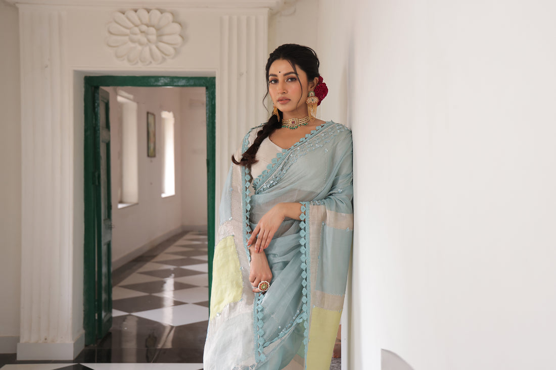 A stunner contemporary linen by tissue handwoven silk Saree - part payment link