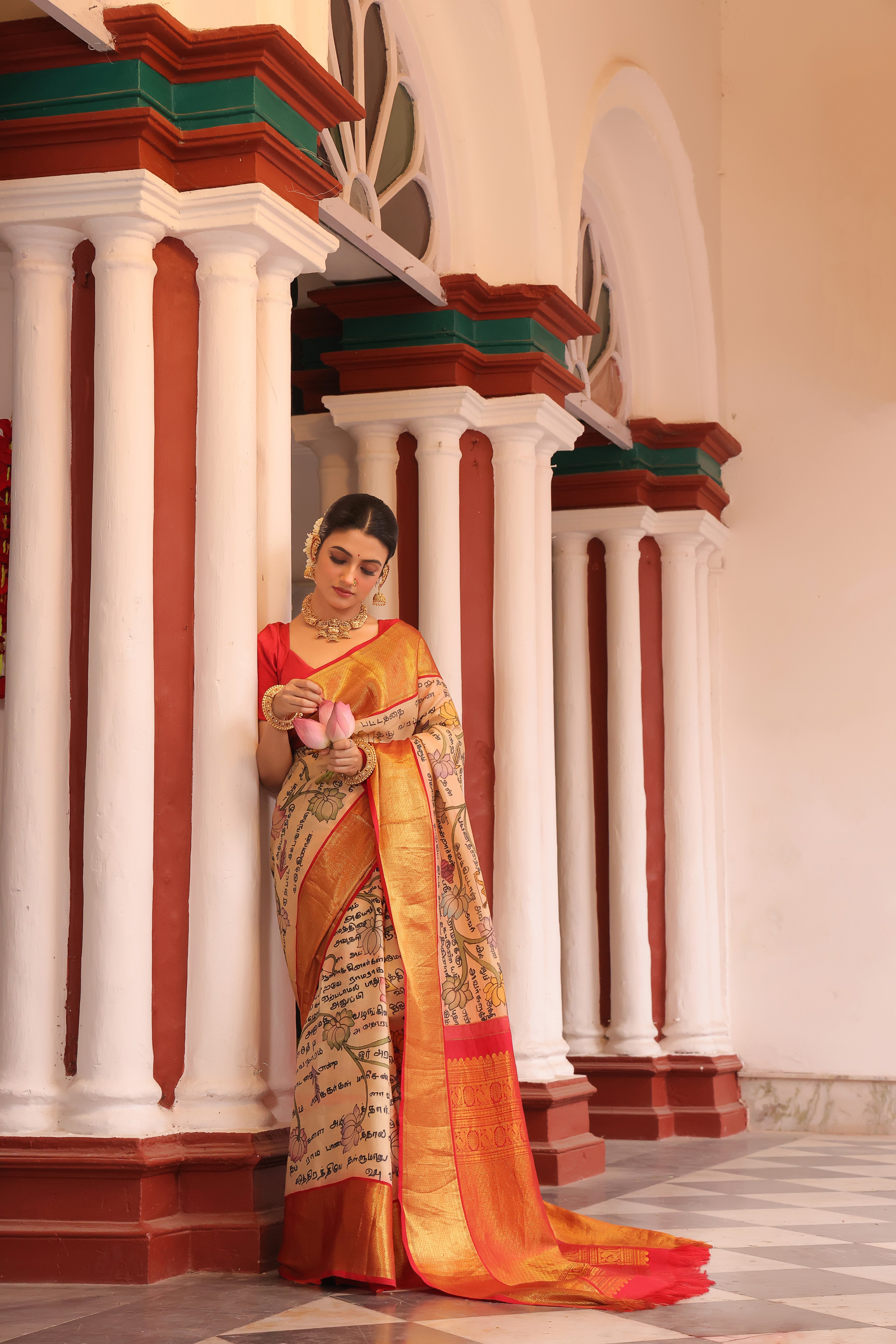 A Stupendous Tamil Ramayana penkalamkari scripts brand exclusive masterpiece kanchivaram silk saree