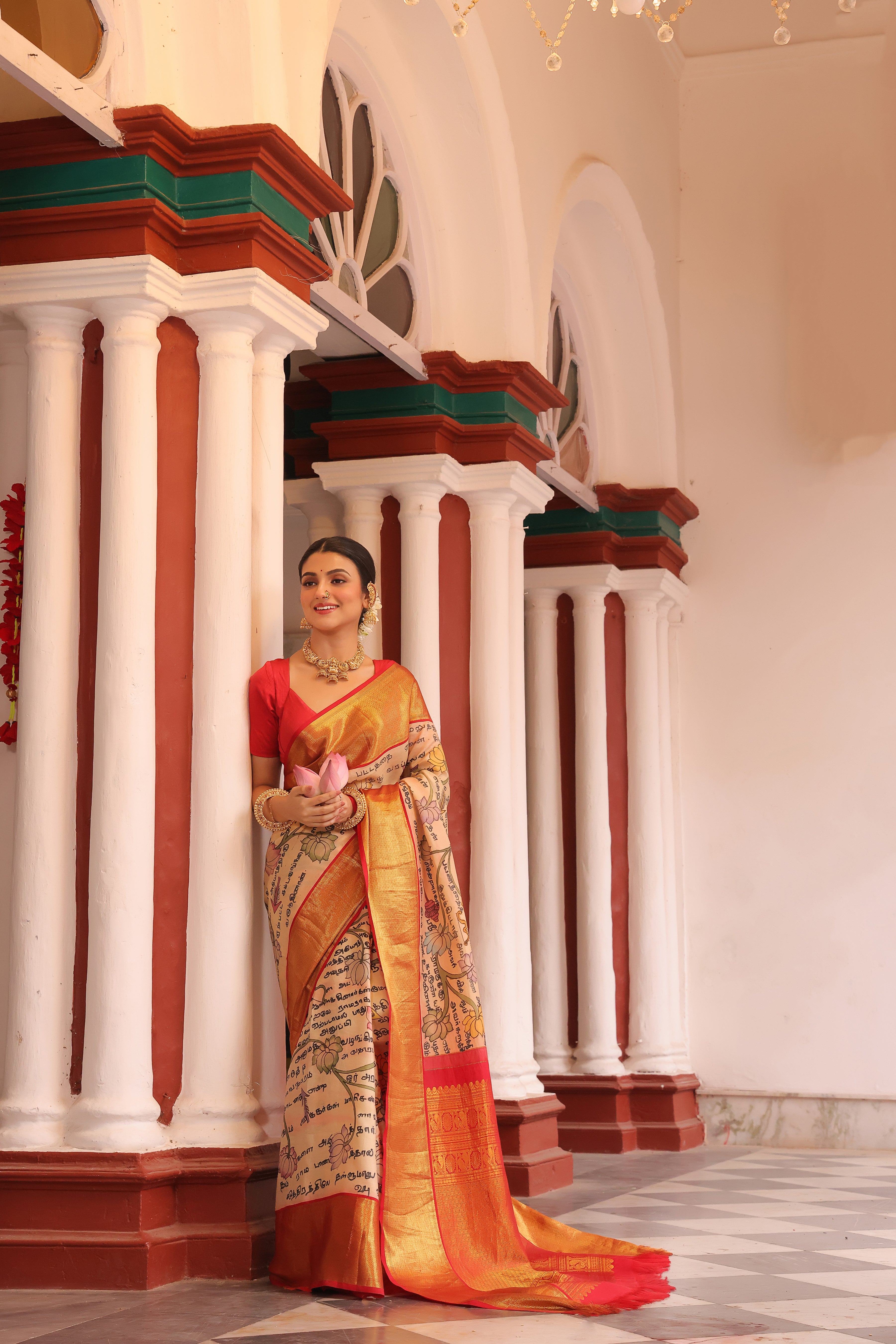 A Stupendous Tamil Ramayana penkalamkari scripts brand exclusive masterpiece kanchivaram silk saree