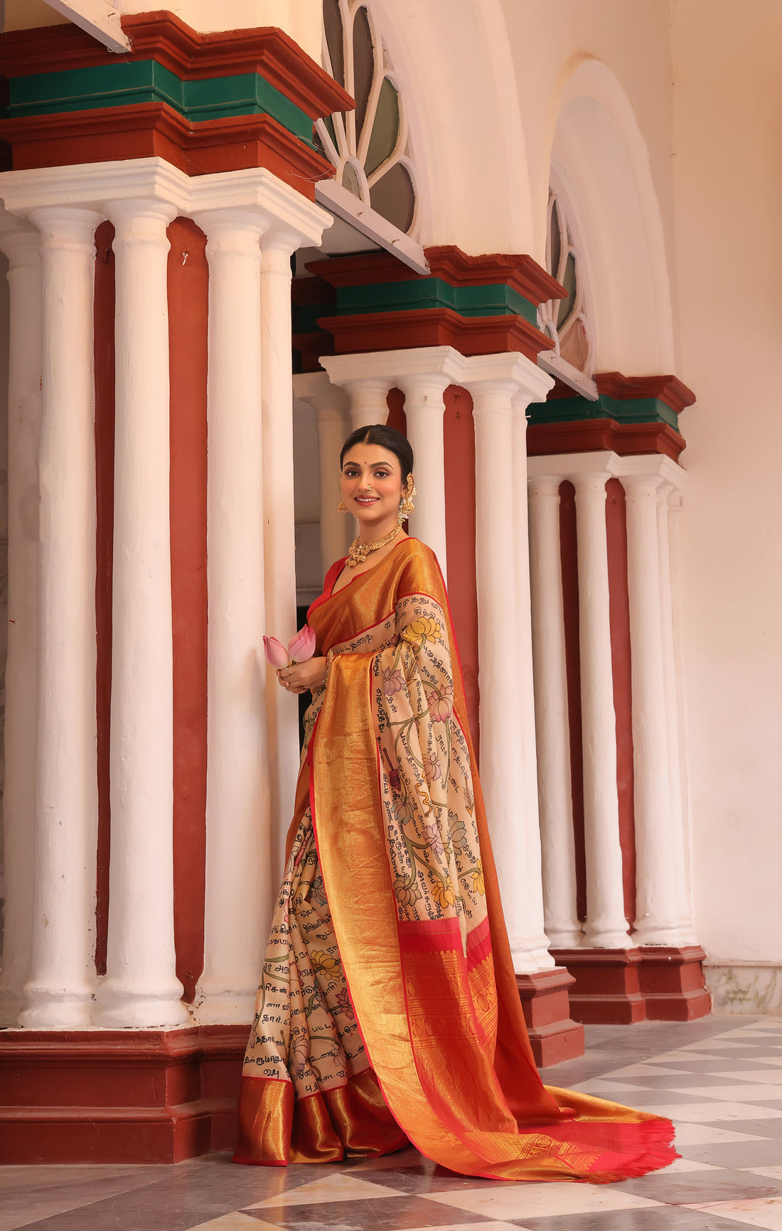A Stupendous Tamil Ramayana penkalamkari scripts brand exclusive masterpiece kanchivaram silk saree