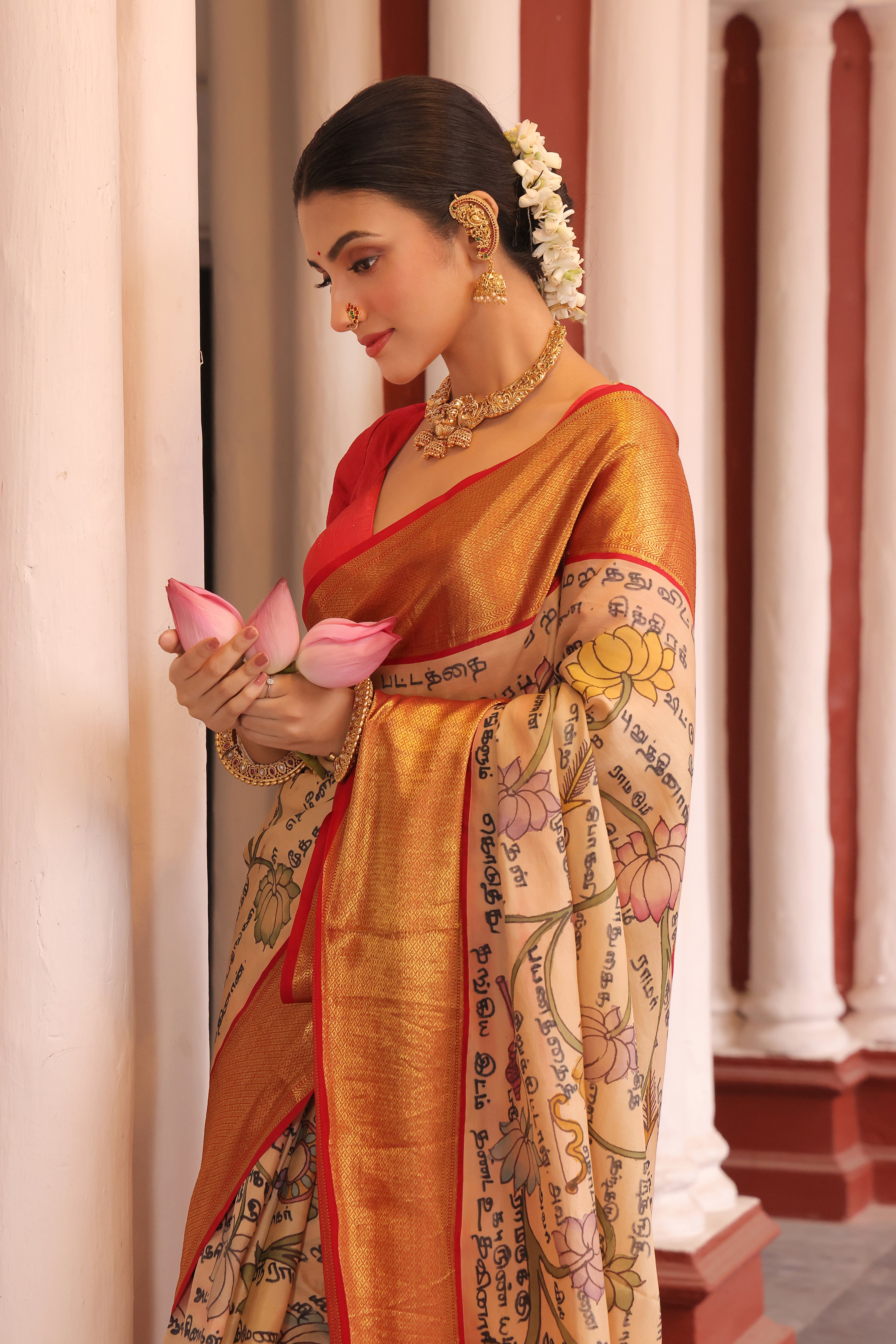 A Stupendous Tamil Ramayana penkalamkari scripts brand exclusive masterpiece kanchivaram silk saree