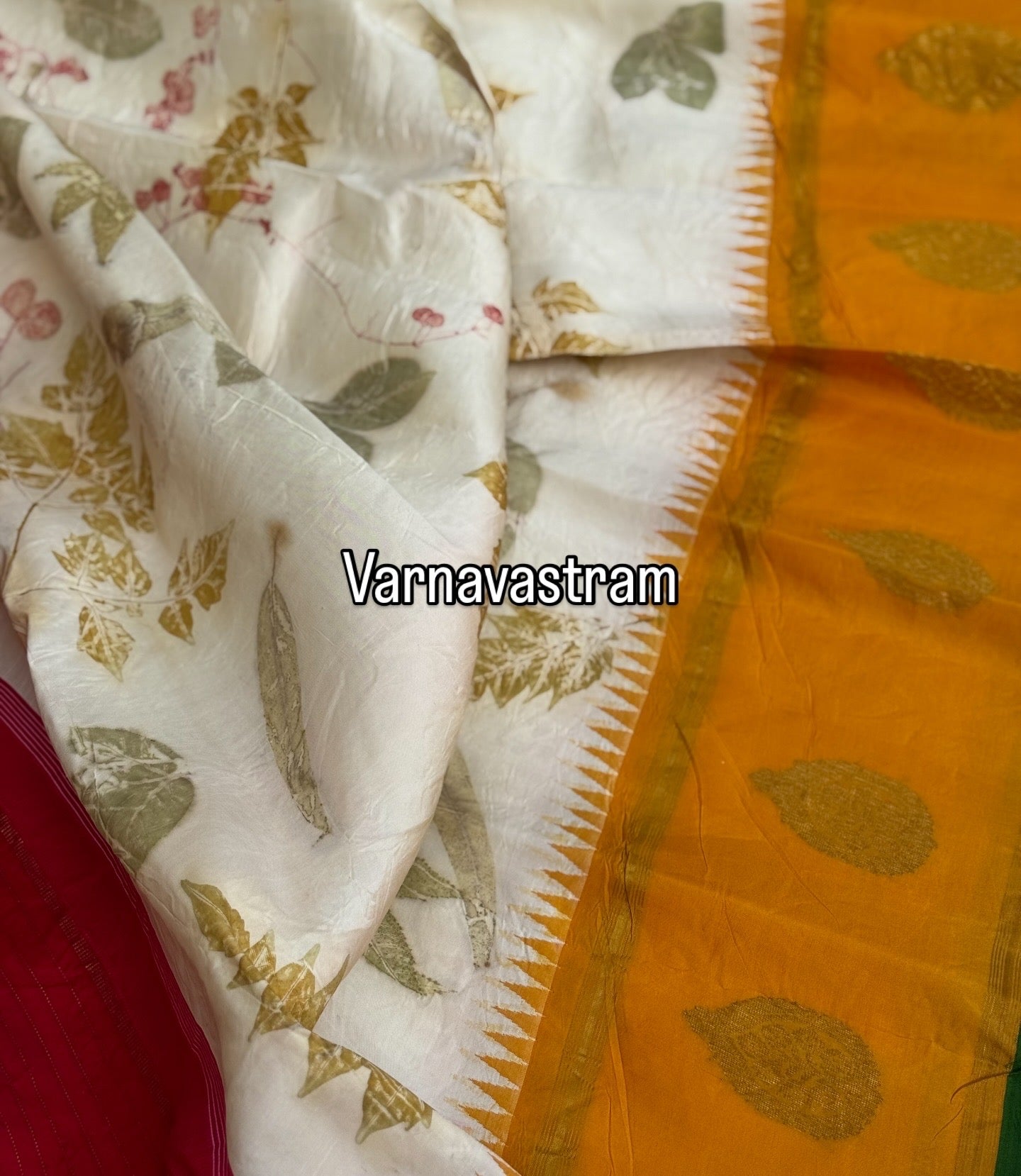 EcoPrints in korvai Kanchivaram silk saree