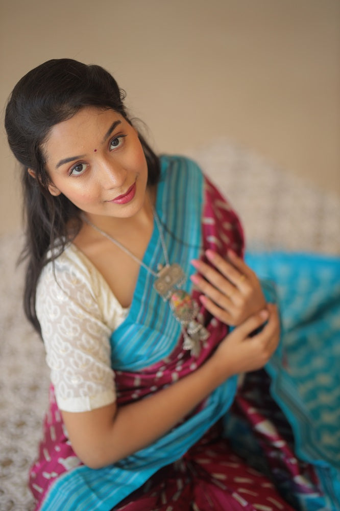 Contemporary Premium Mulberry Silk Ikkat Saree