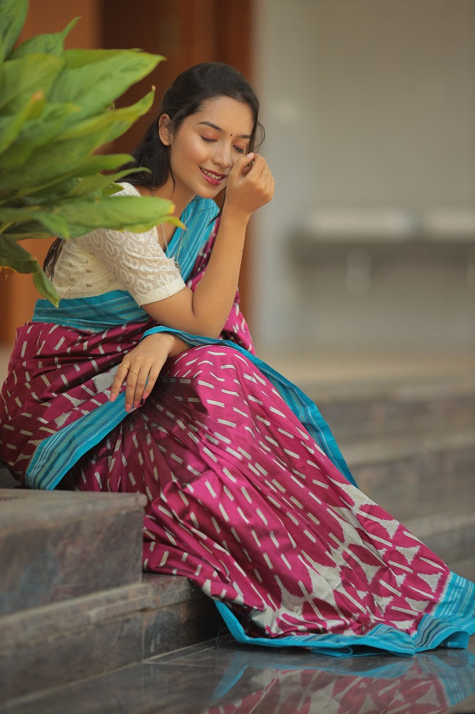 Contemporary Premium Mulberry Silk Ikkat Saree