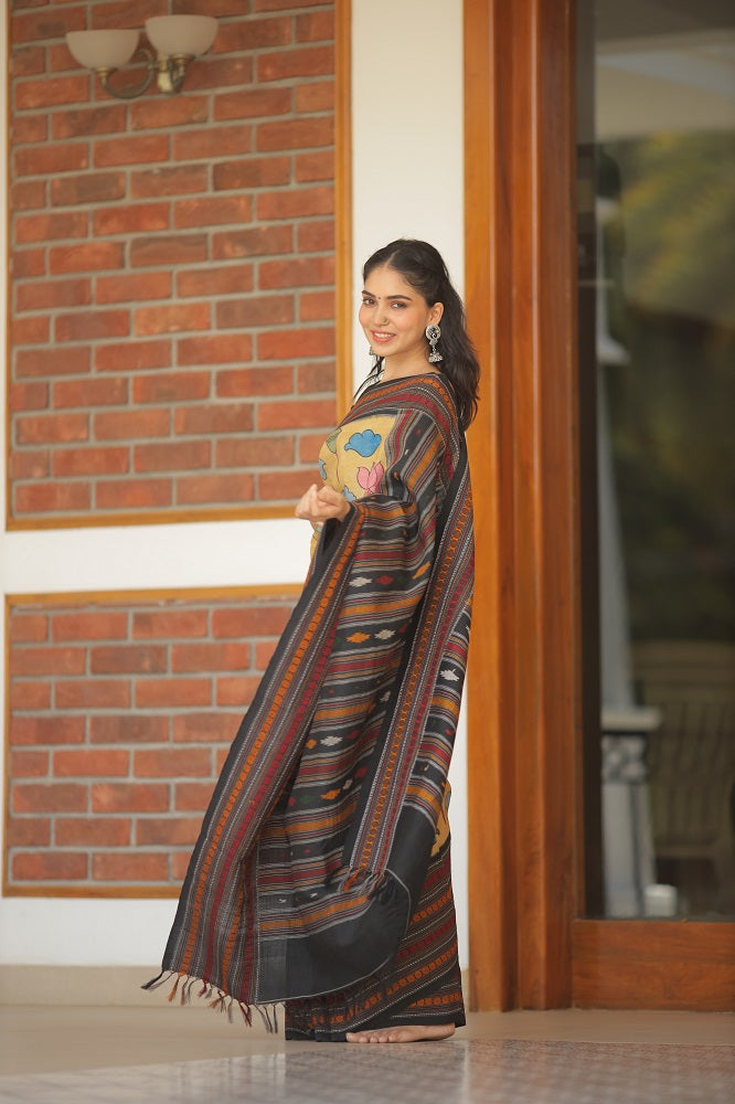 Penkalamkari Handdrawn and Hand Painted Saree