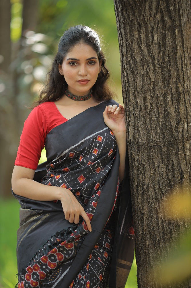 Contemporary Silk Ikkat Saree on Premium Mulberry Silk