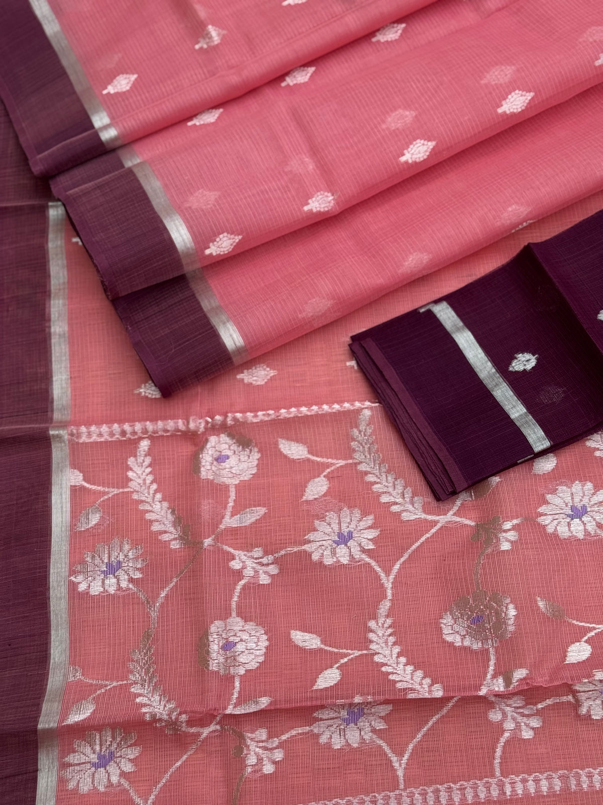 Handwoven zari Kota silk by cotton saree