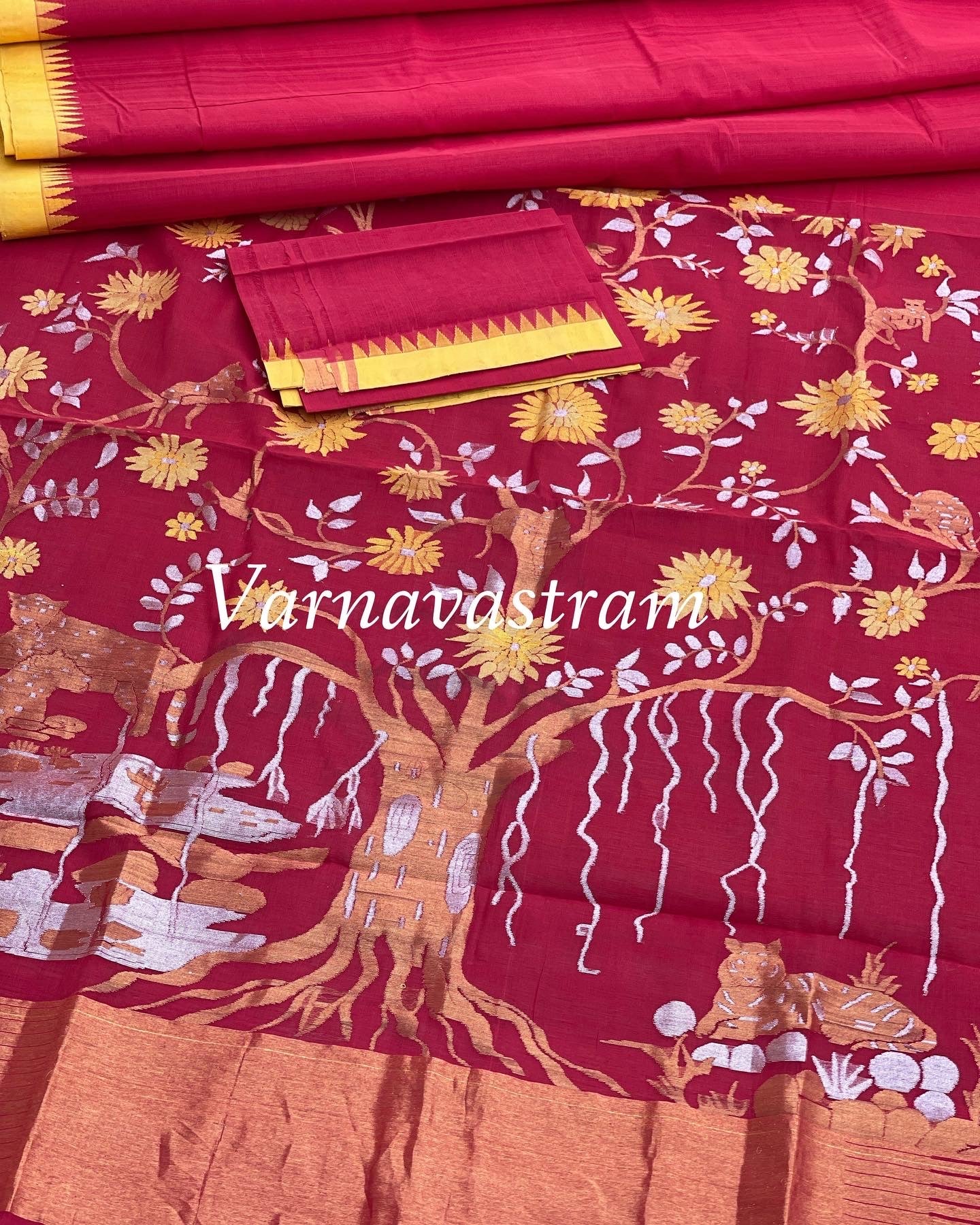 Ponduru Handspun Khadi Cotton Jamdani Weave Saree