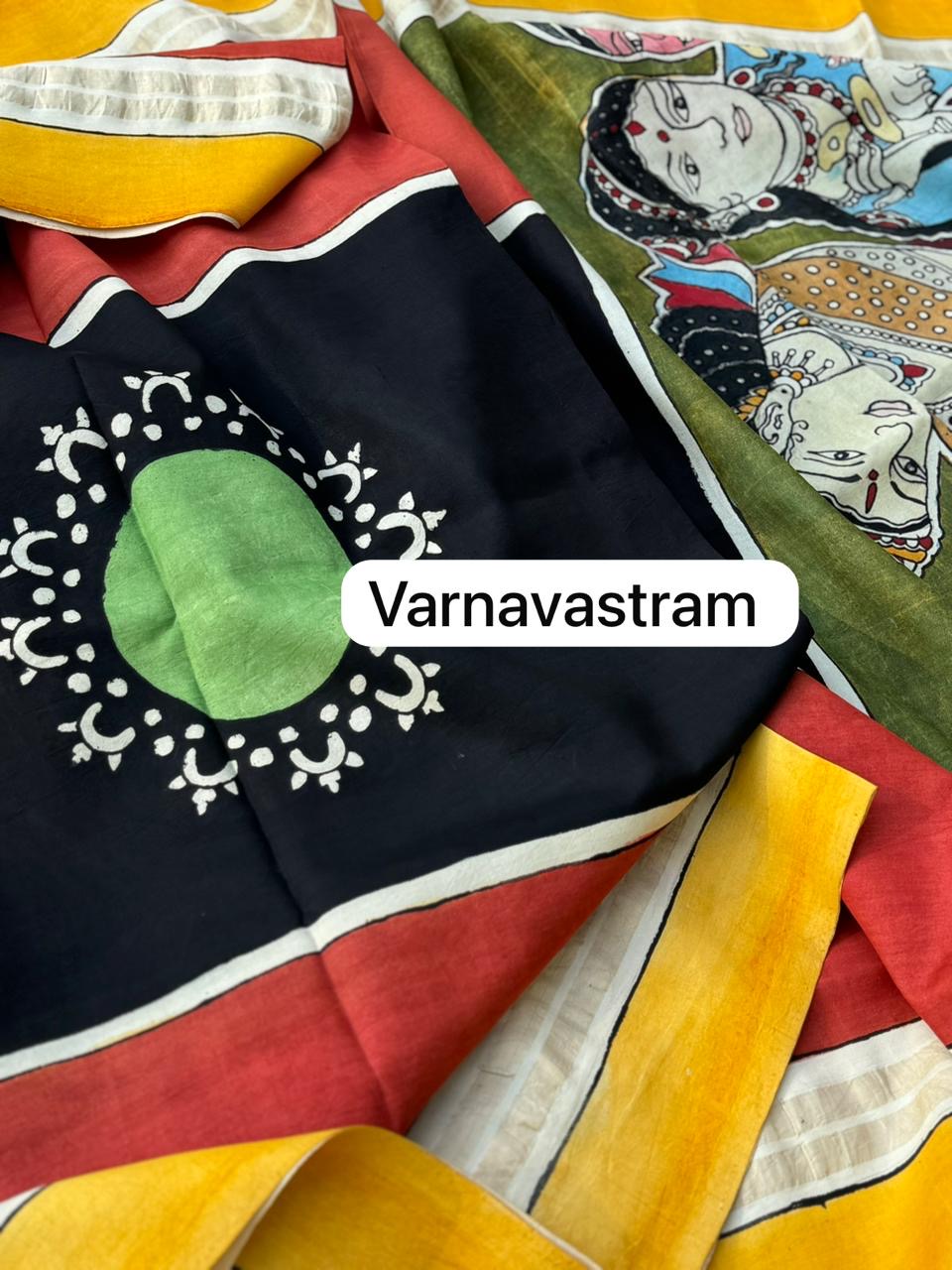 MAAYA - The Ajanta Cave paintings inspired and recreated temple wall painting in sickalnayakanpet penkalamkari silk saree