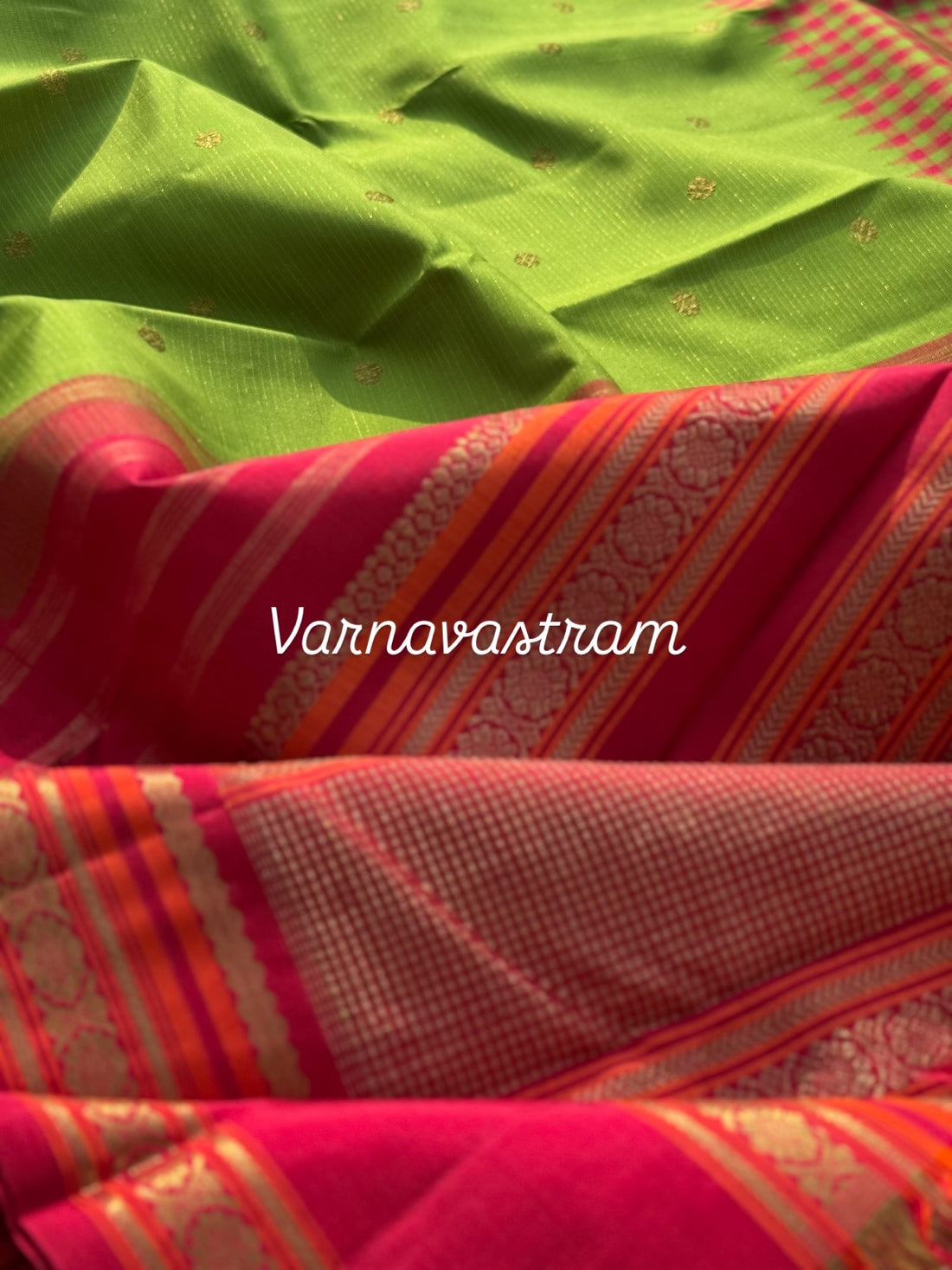 PARAMPARA Kanchivaram silk saree in tender green with arakku shade