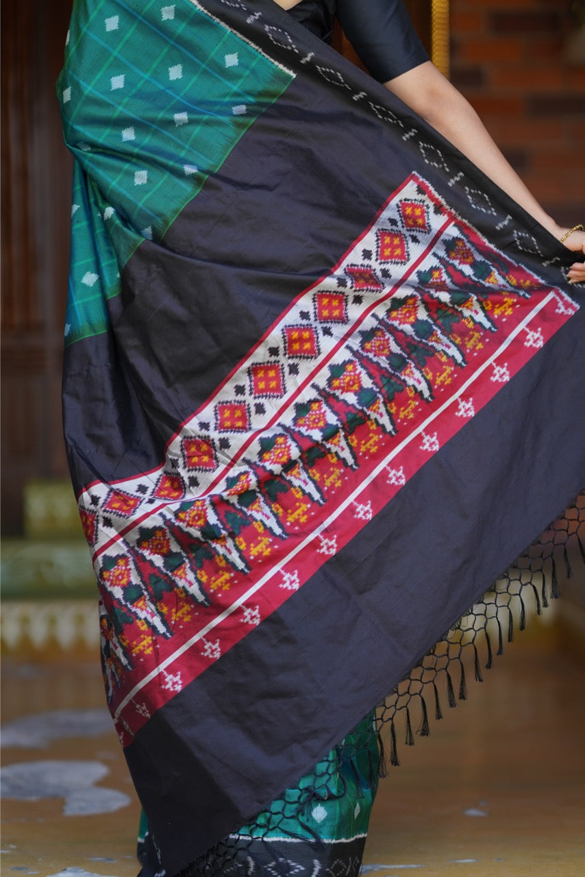 A Contemporary silk Ikkat saree in pure Mulberry silk