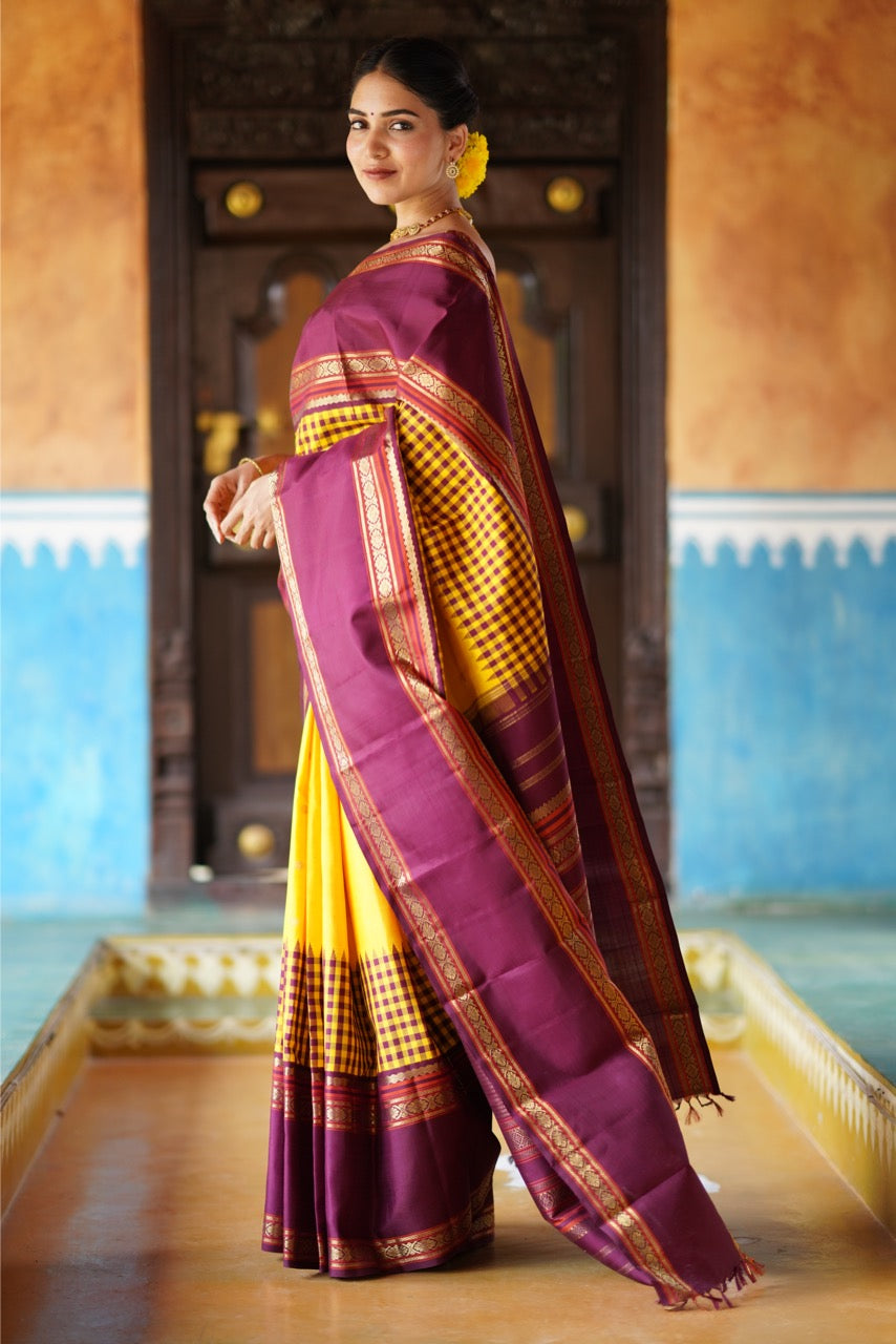 Parampara Vairaoosi with alternate korai kanchivaram silk saree