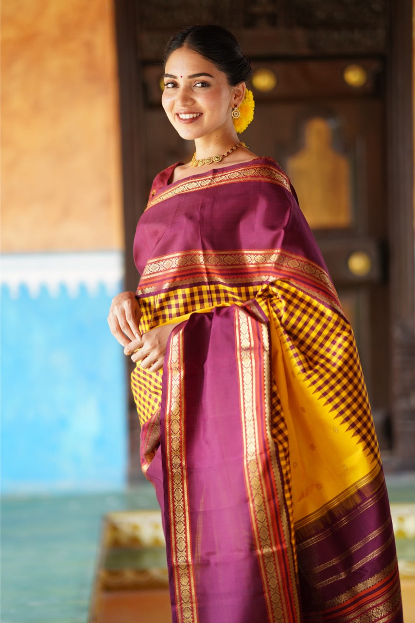 Parampara Vairaoosi with alternate korai kanchivaram silk saree
