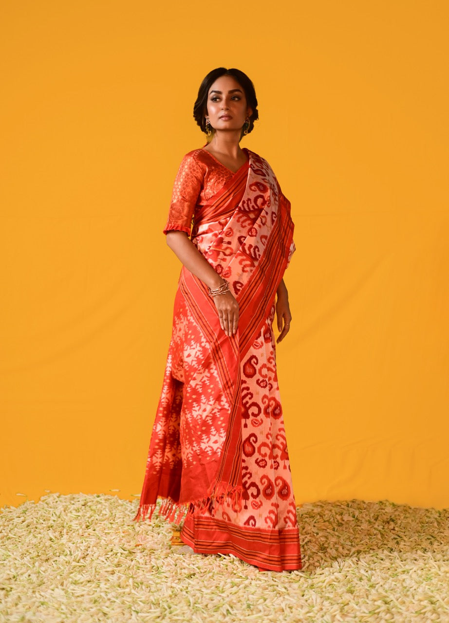 Brand Exclusive Uzbek inspired silk Ikkat Saree