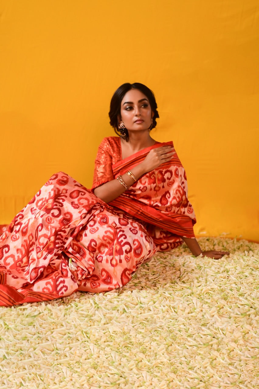 Brand Exclusive Uzbek inspired silk Ikkat Saree