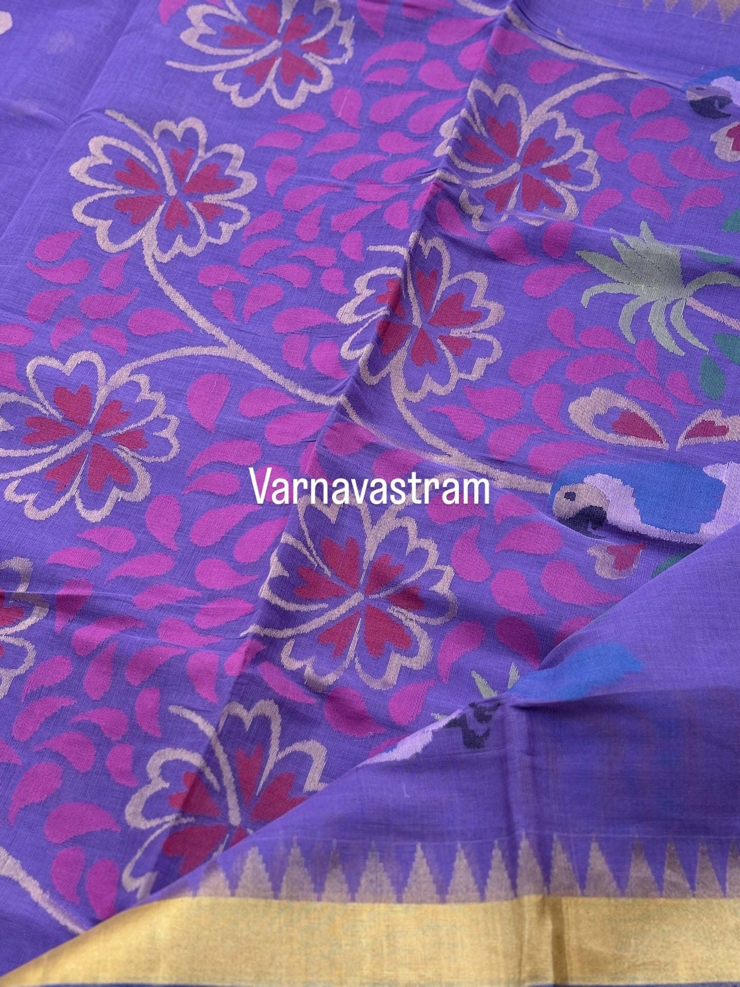 Lavender shade Ponduru cotton pallu jaal Jamdani Saree