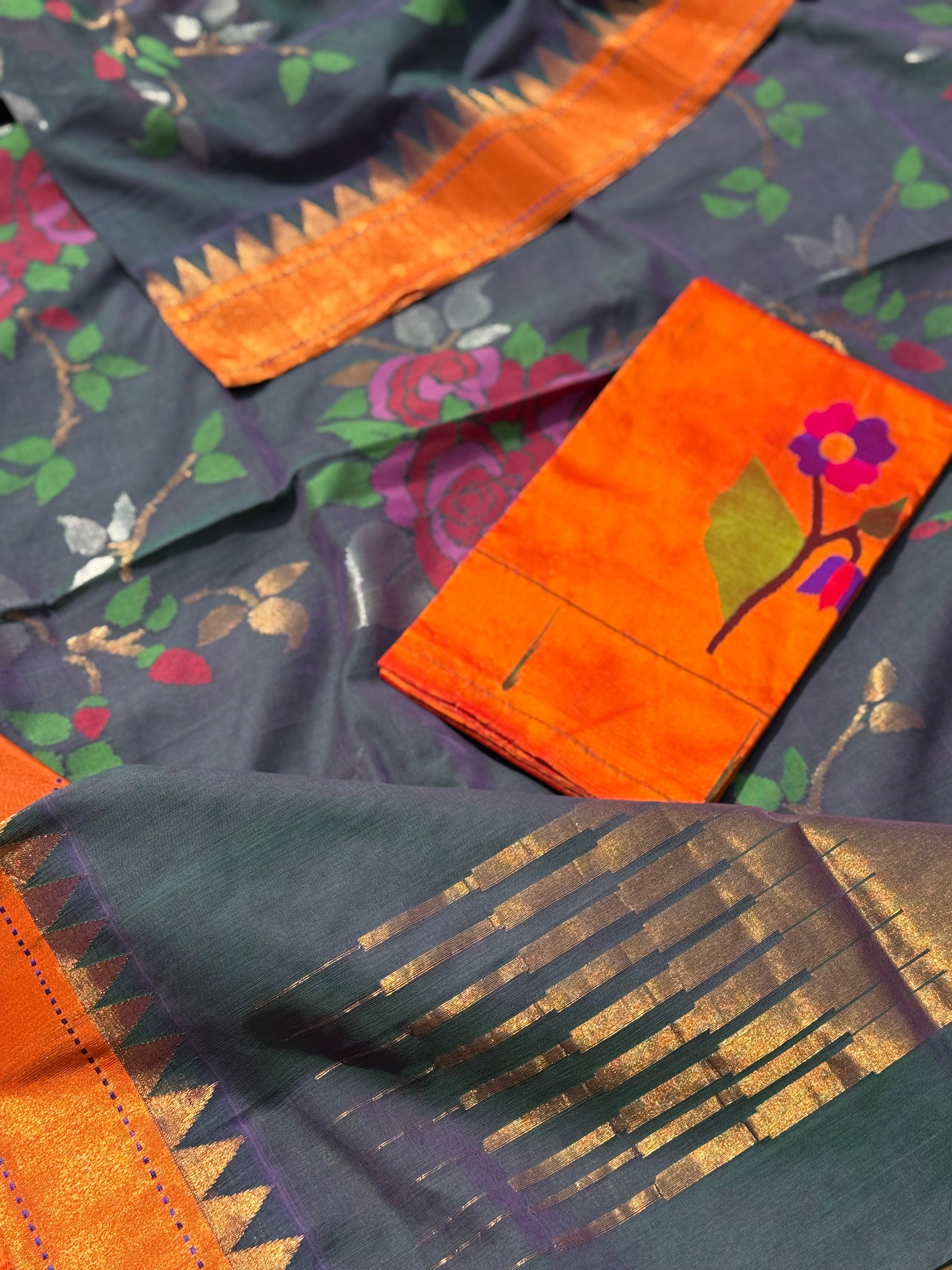 Handspun and handwoven all over full jaal jamdani ponduru Khadhi cotton saree