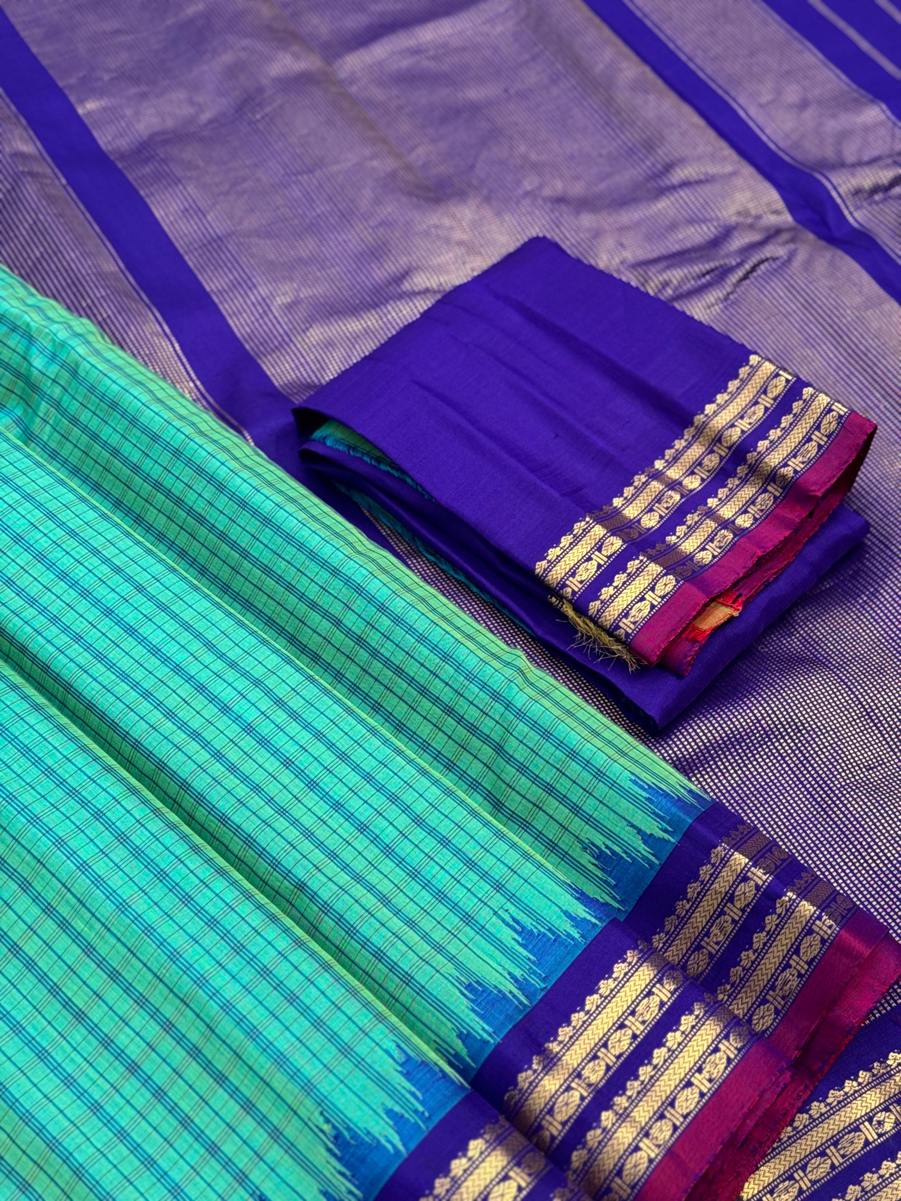 Handwoven gadwal silk cotton saree