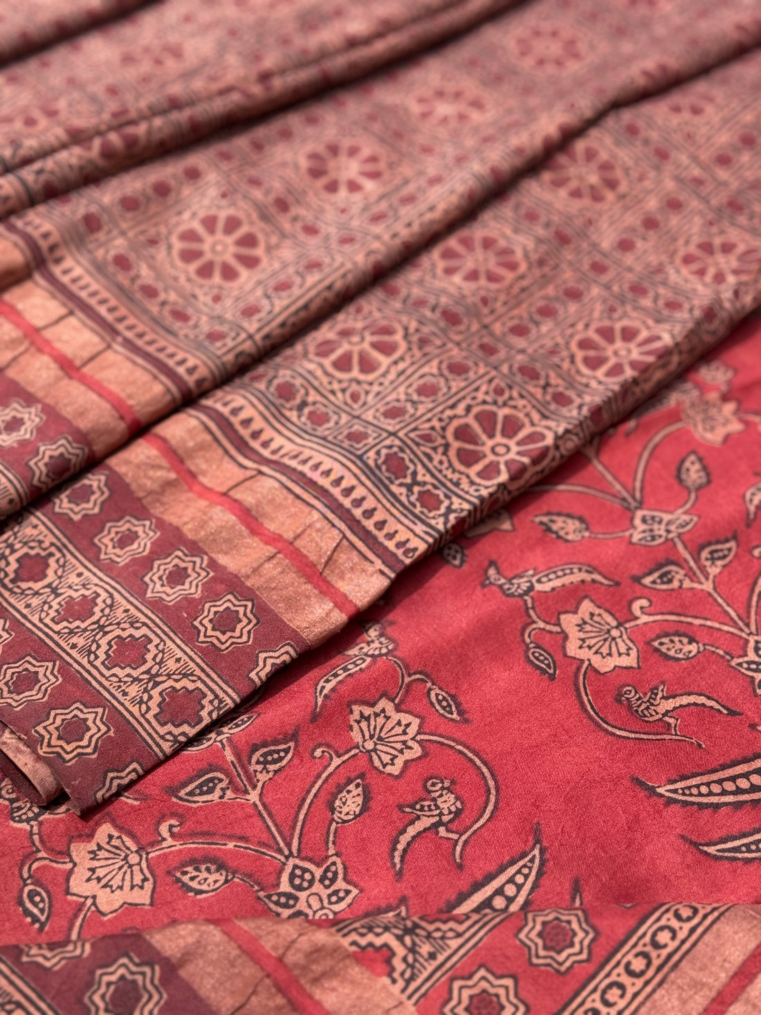EYARKAI - NATURAL DYE KODALIKARUPPUR BLOCK PRINTS ON TUSSAR BY MULBERRY SILK