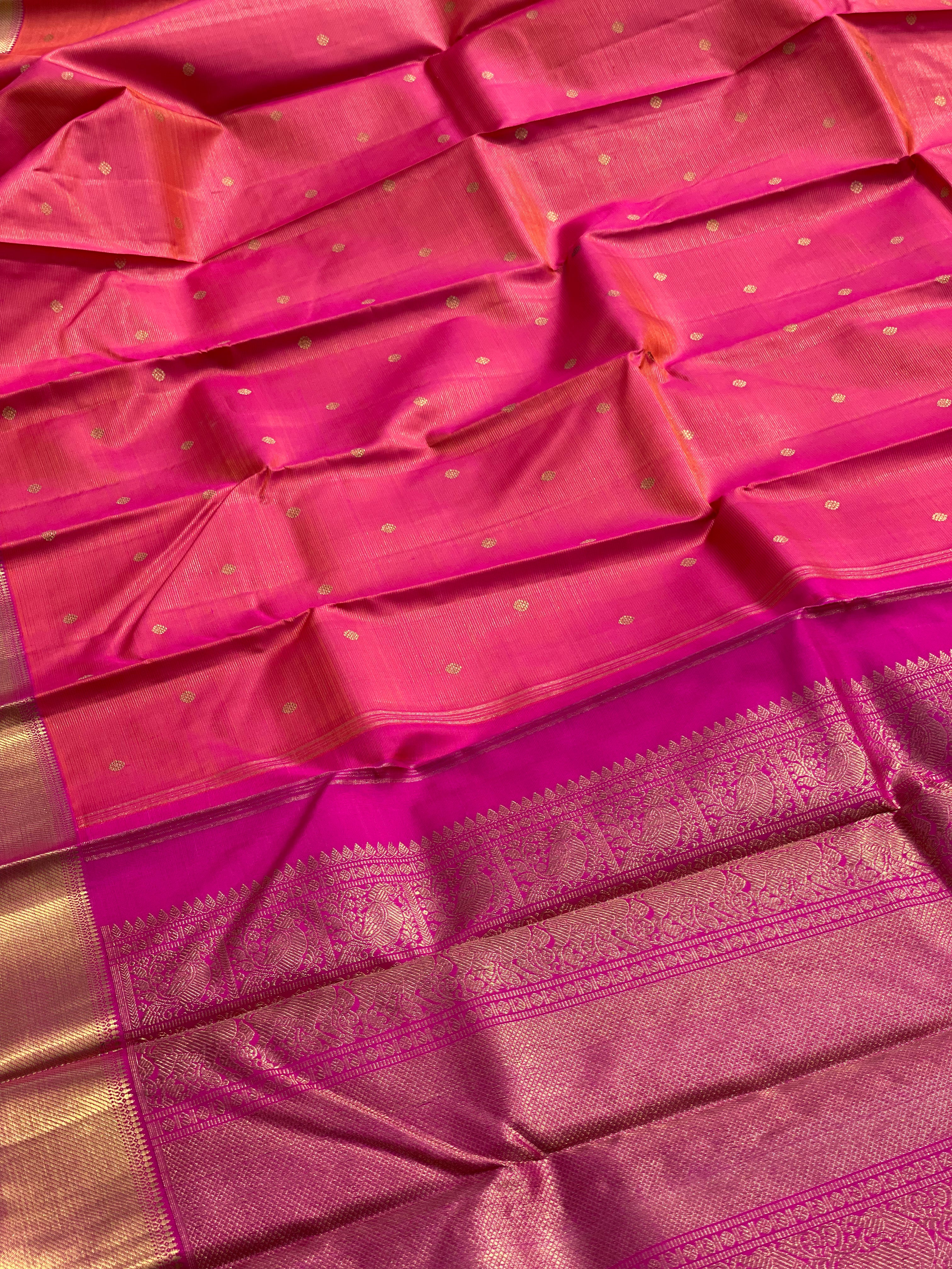 Peachish Pink Heirloom Vairaoosi Kanchivaram Silk Saree