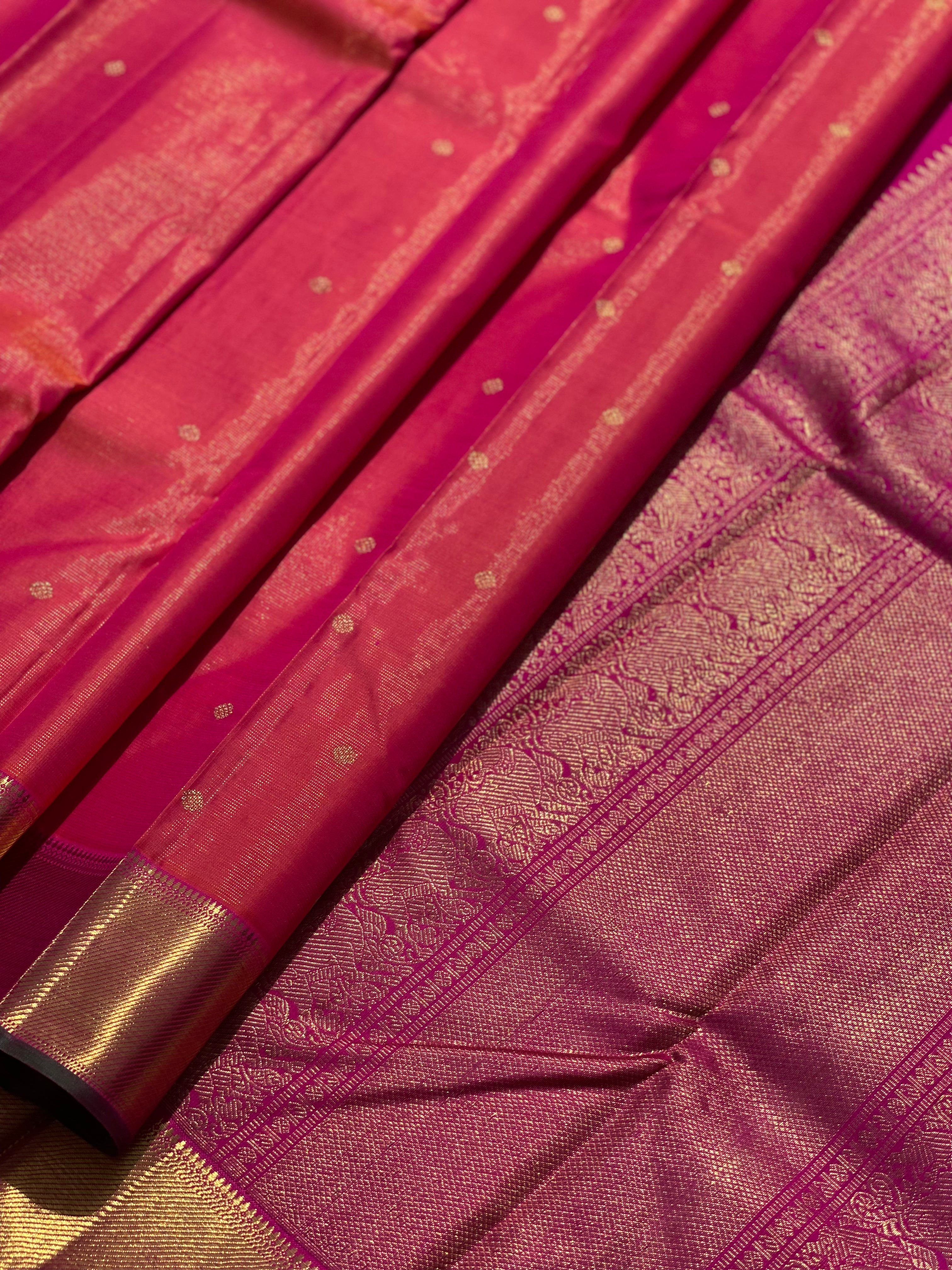 Peachish Pink Heirloom Vairaoosi Kanchivaram Silk Saree