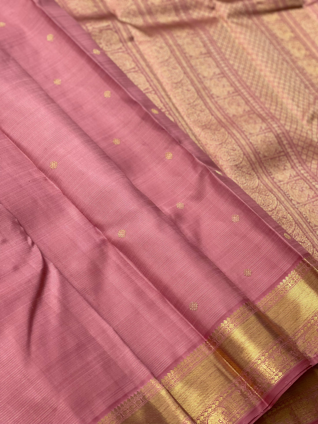 Heirloom vairaoosi kanchivaram silk saree in rose gold