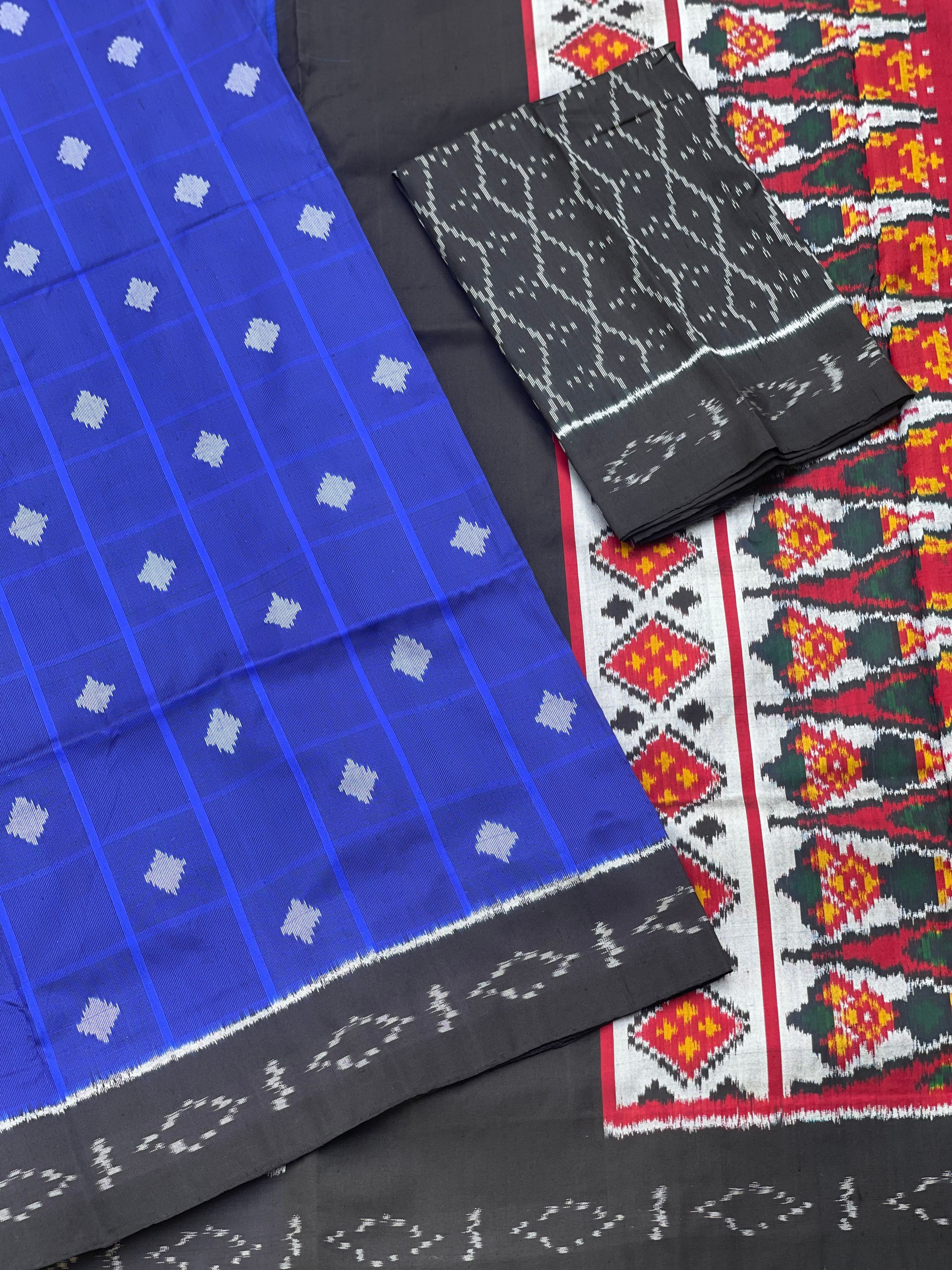 Contemporary Silk Ikkat Saree in Royal Blue shade