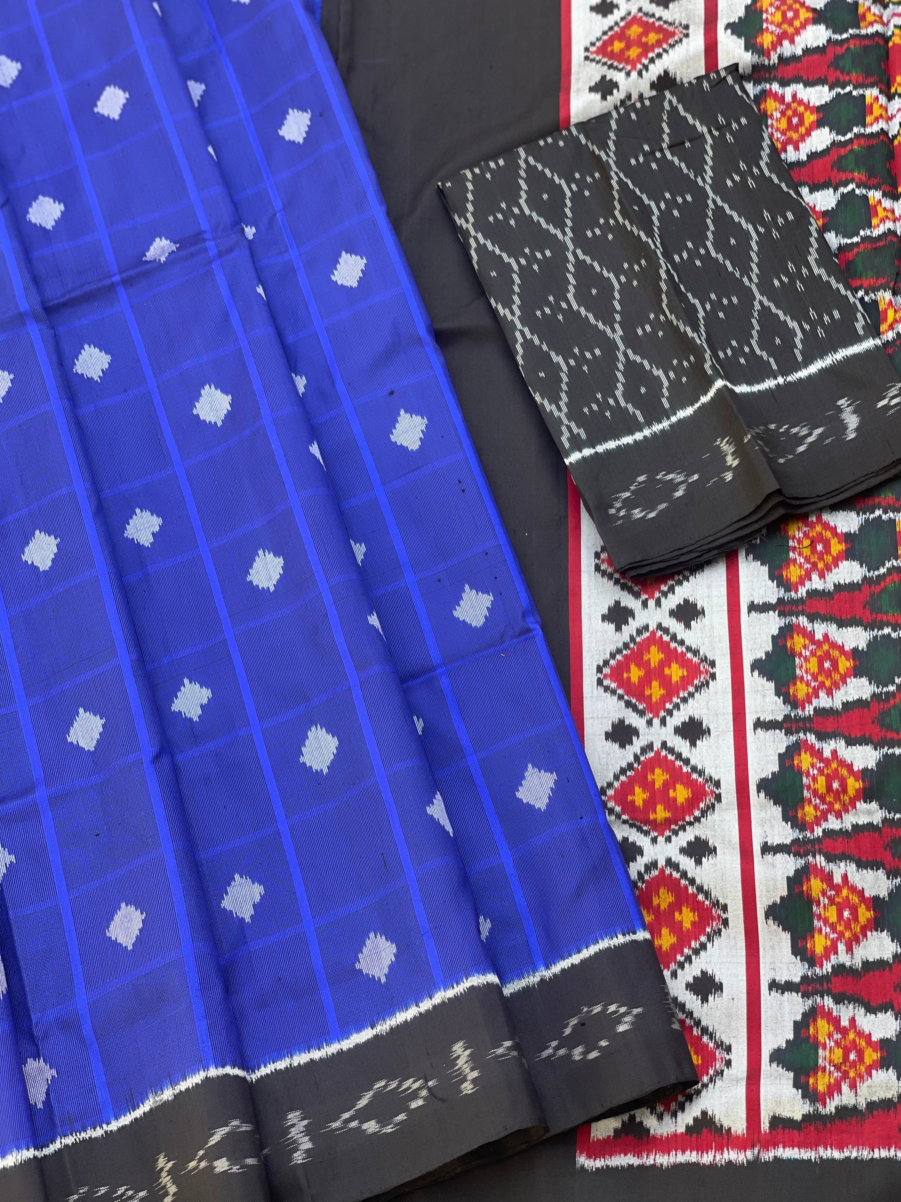 Contemporary Silk Ikkat Saree in Royal Blue shade