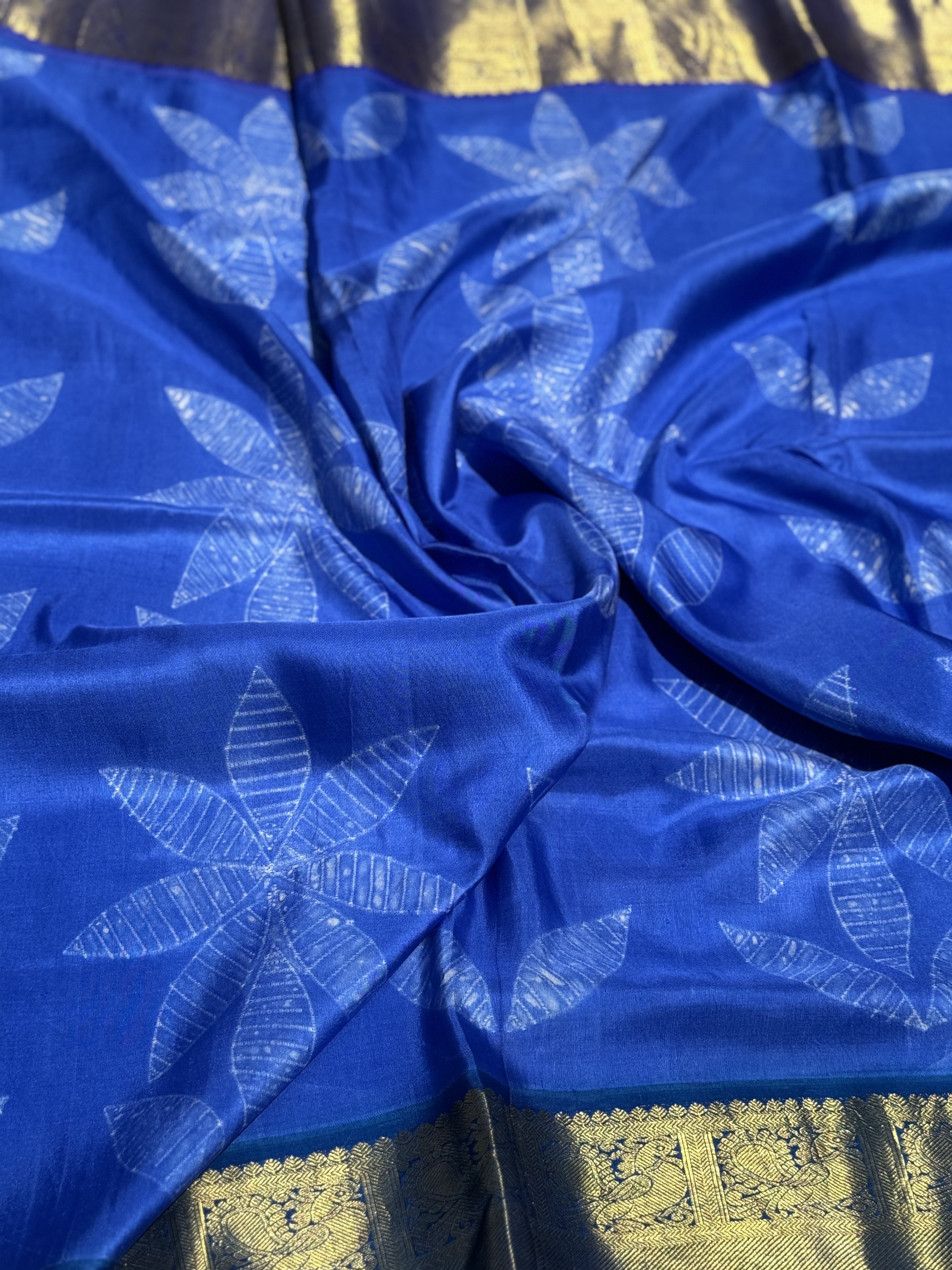 Royal blue shade NUI Shibori korvai kanchivaram silk saree