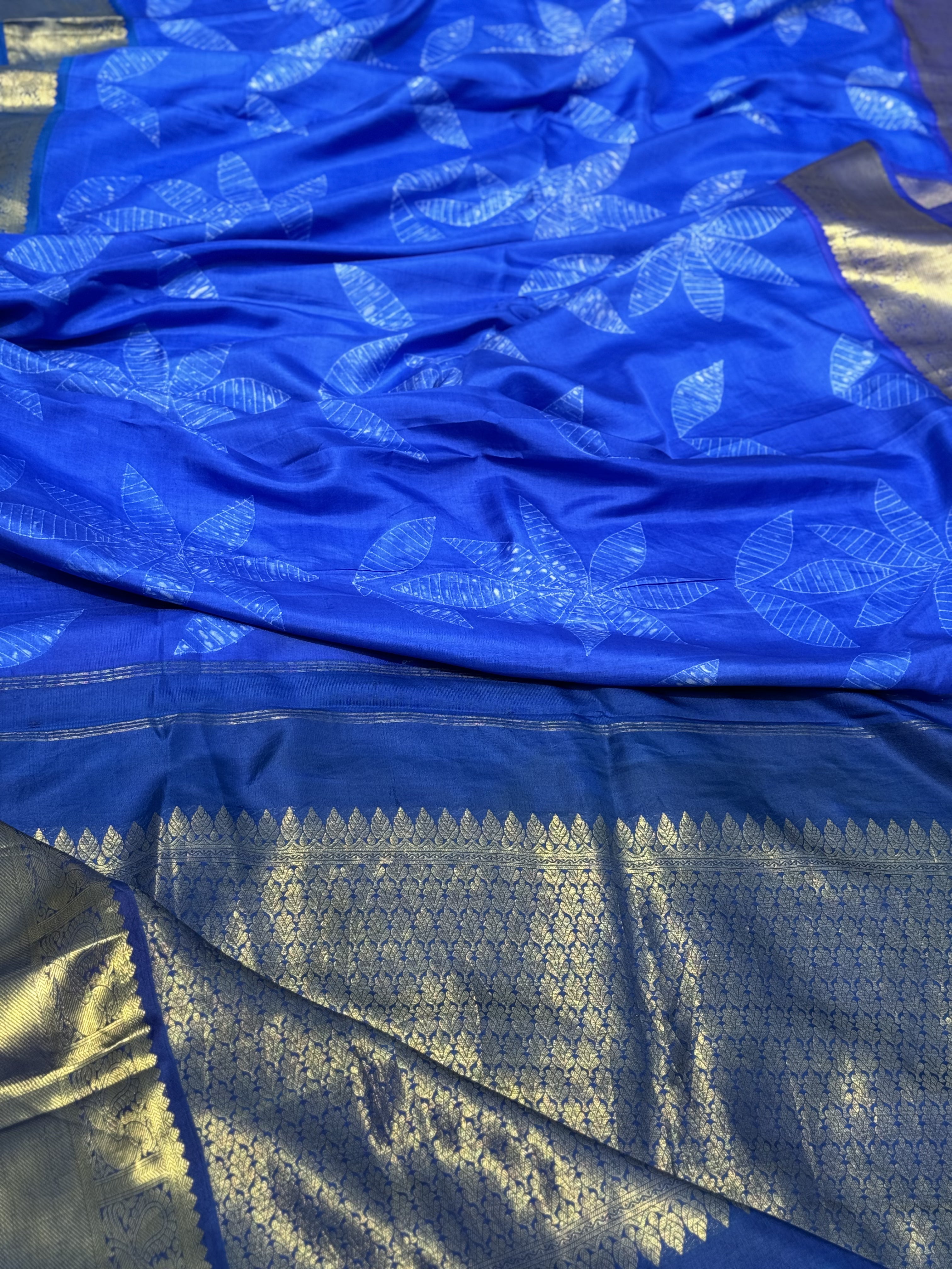 Royal blue shade NUI Shibori korvai kanchivaram silk saree