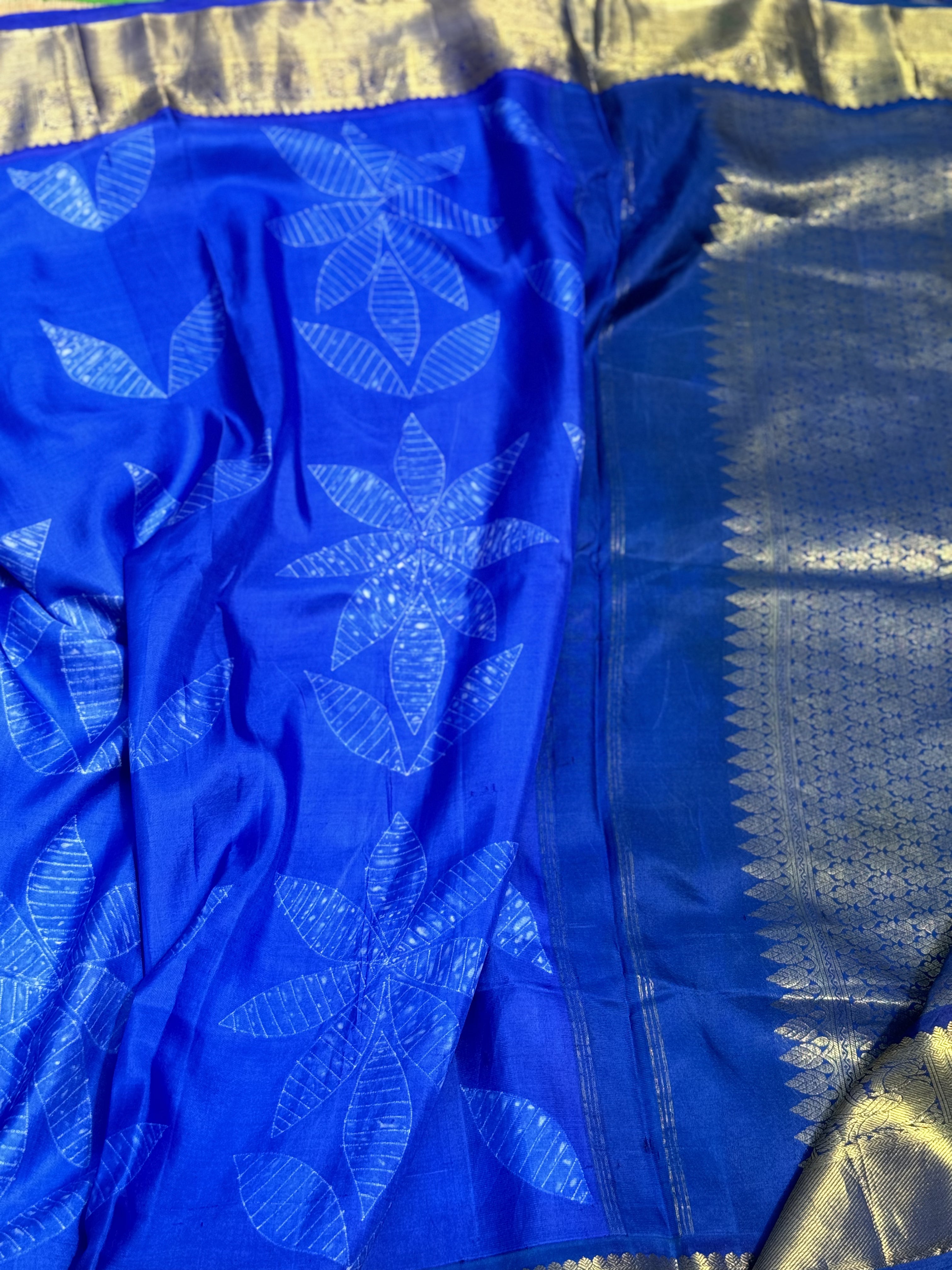 Royal blue shade NUI Shibori korvai kanchivaram silk saree