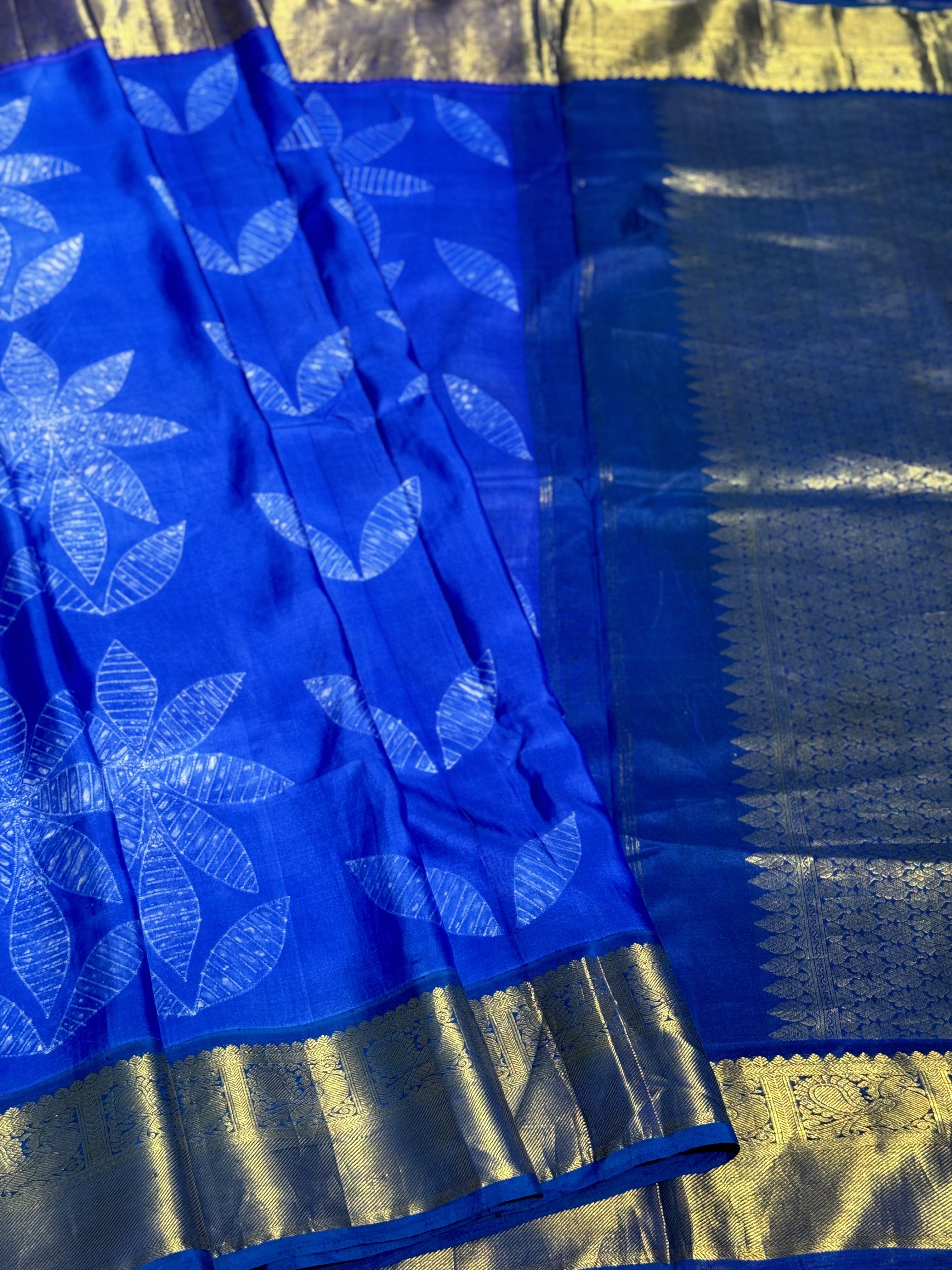 Royal blue shade NUI Shibori korvai kanchivaram silk saree