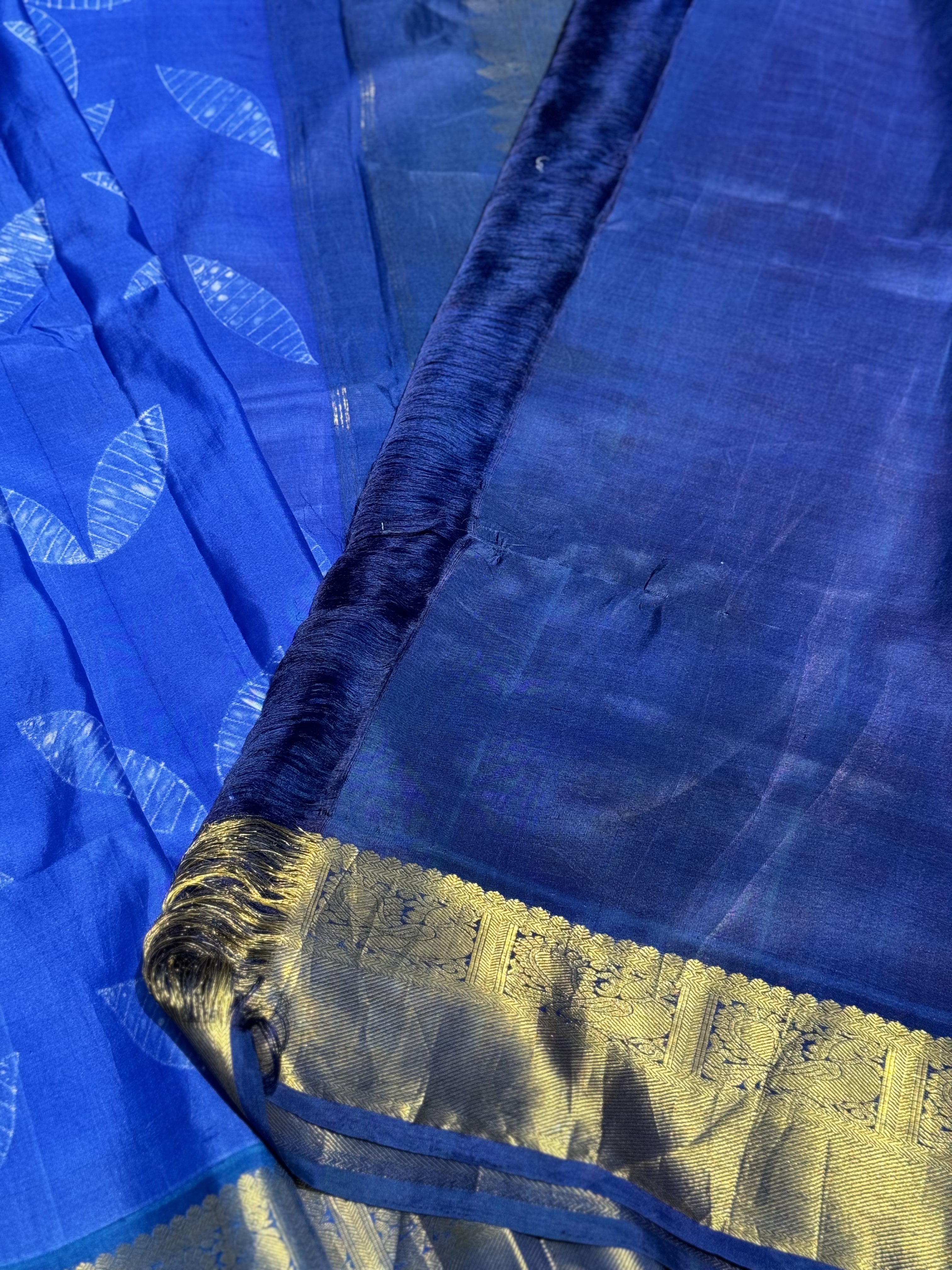 Royal blue shade NUI Shibori korvai kanchivaram silk saree