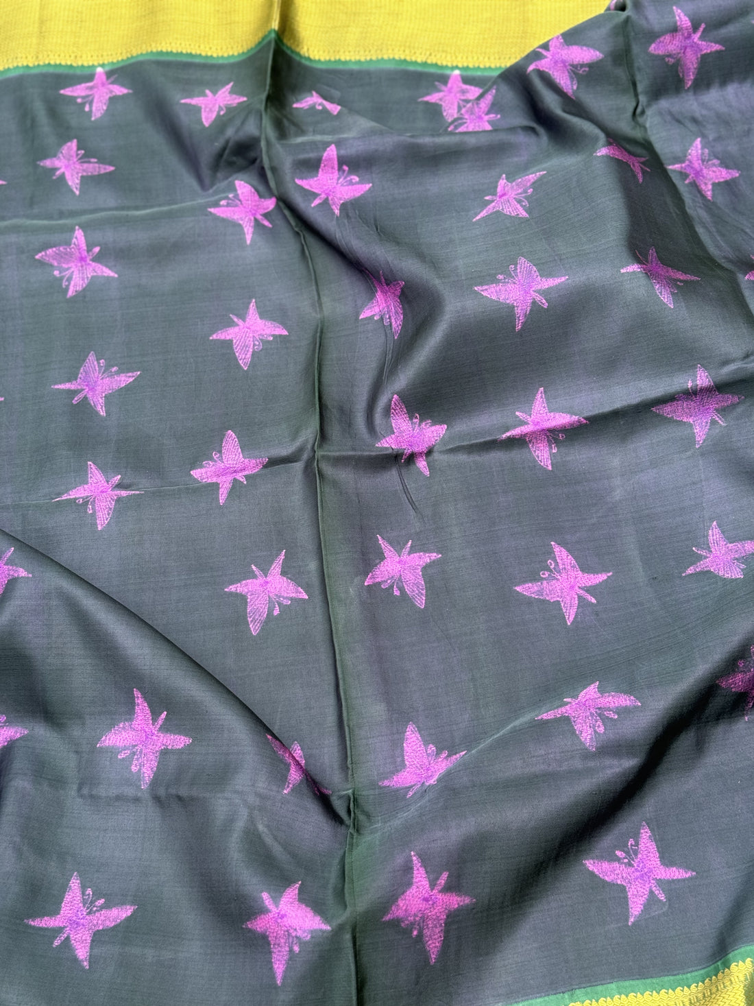 Bottle green shade NUI Shibori korvai kanchivaram silk saree