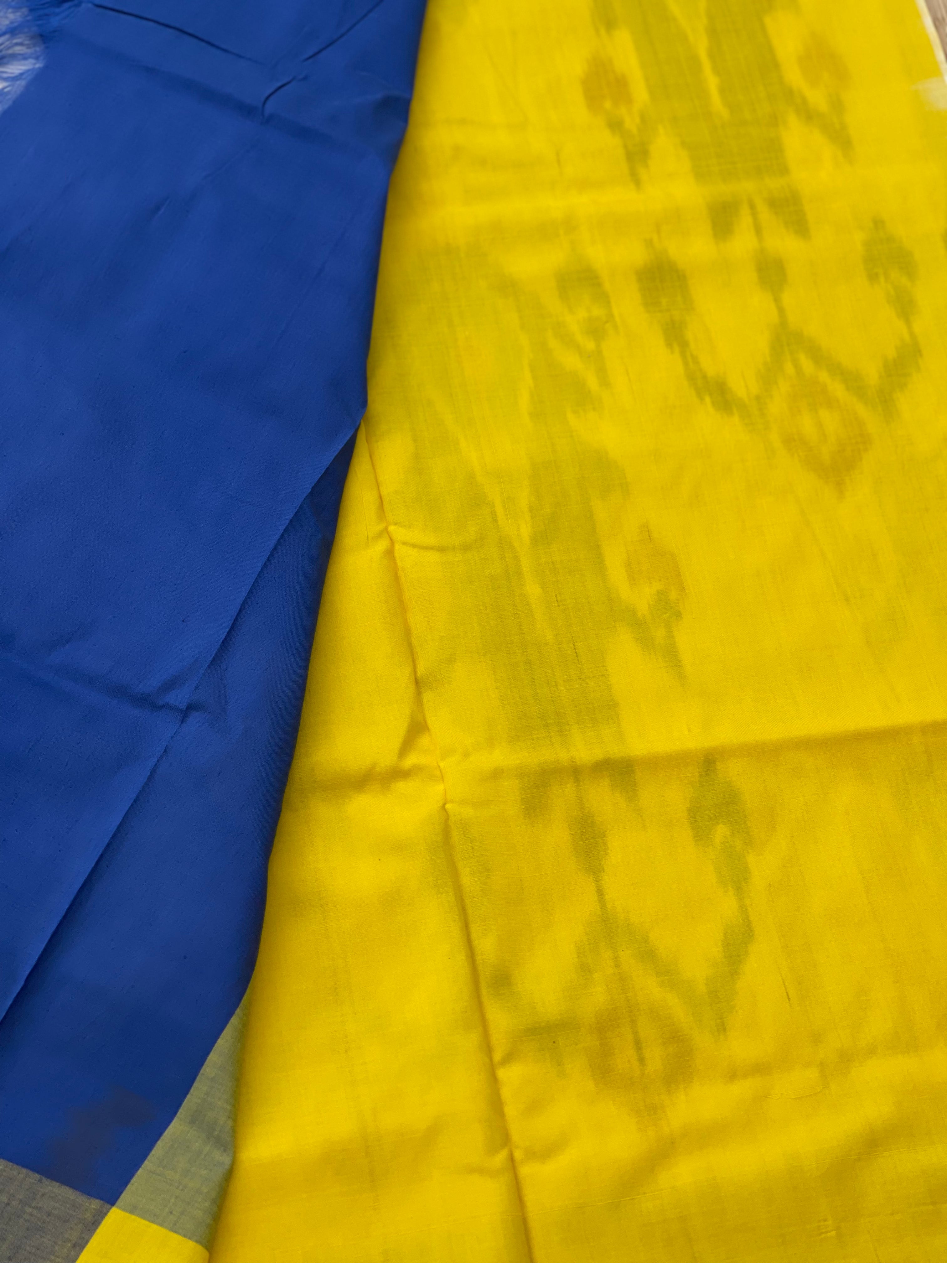 Weft Ikkat cotton saree with Uzbek inspired motifs