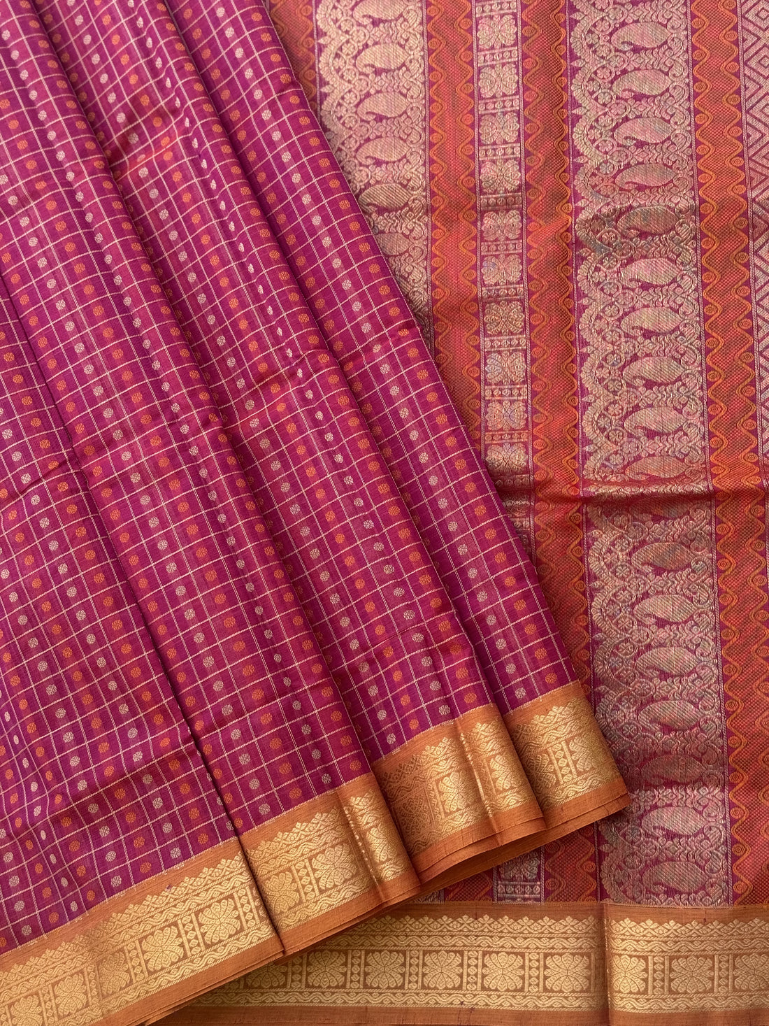 A beautiful 1000 buttas pink shade kanchi silk cotton saree