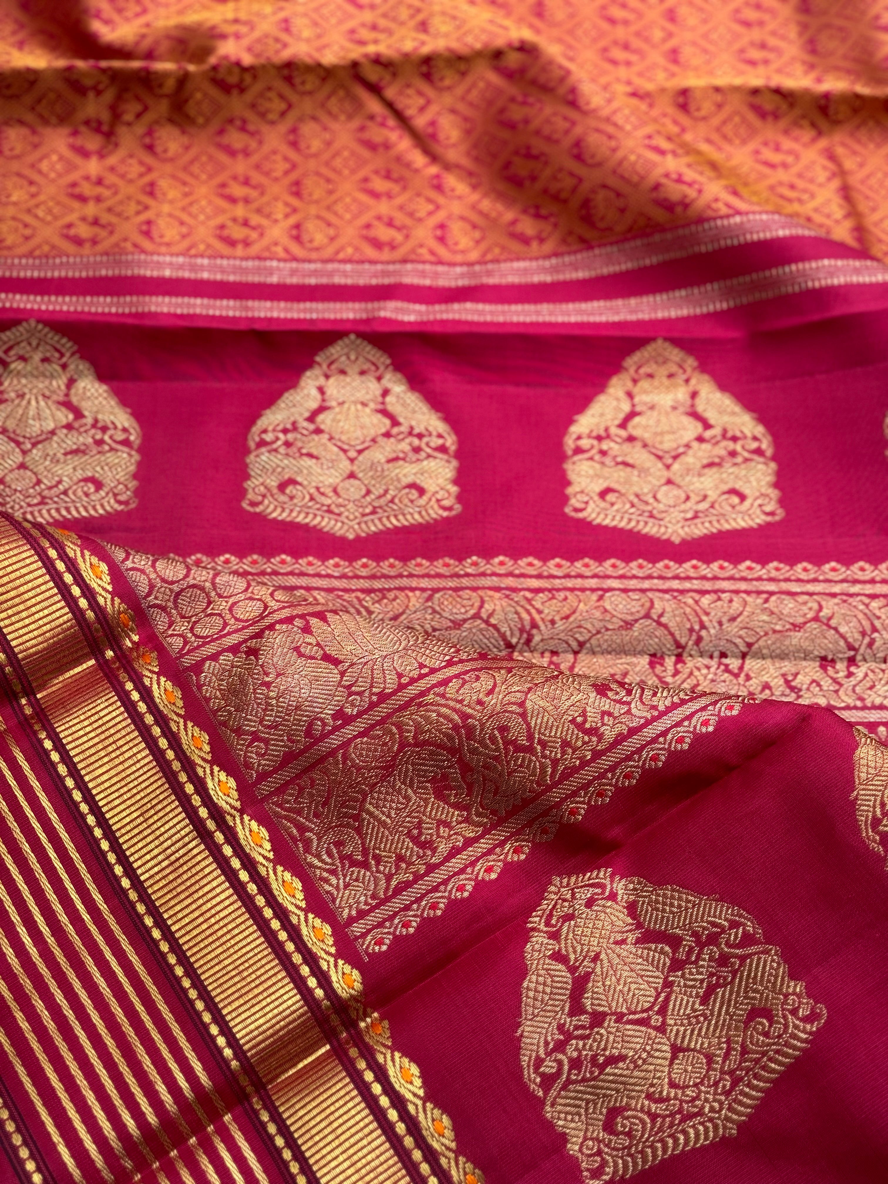 Reserved for Janki - A gorgeous masterpiece in a very unique betel nut shade with arakku kanchivaram silk saree