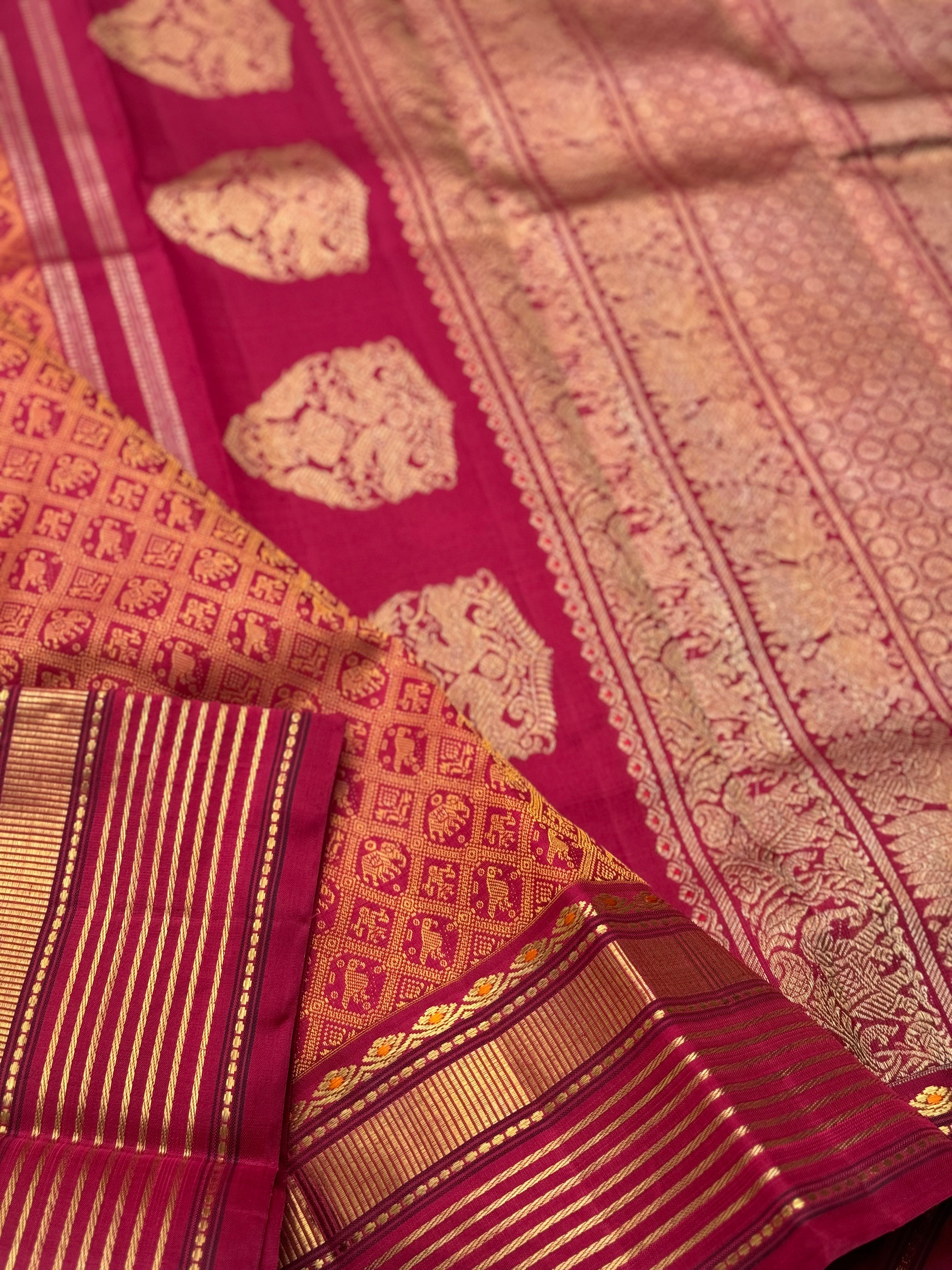 Reserved for Janki - A gorgeous masterpiece in a very unique betel nut shade with arakku kanchivaram silk saree
