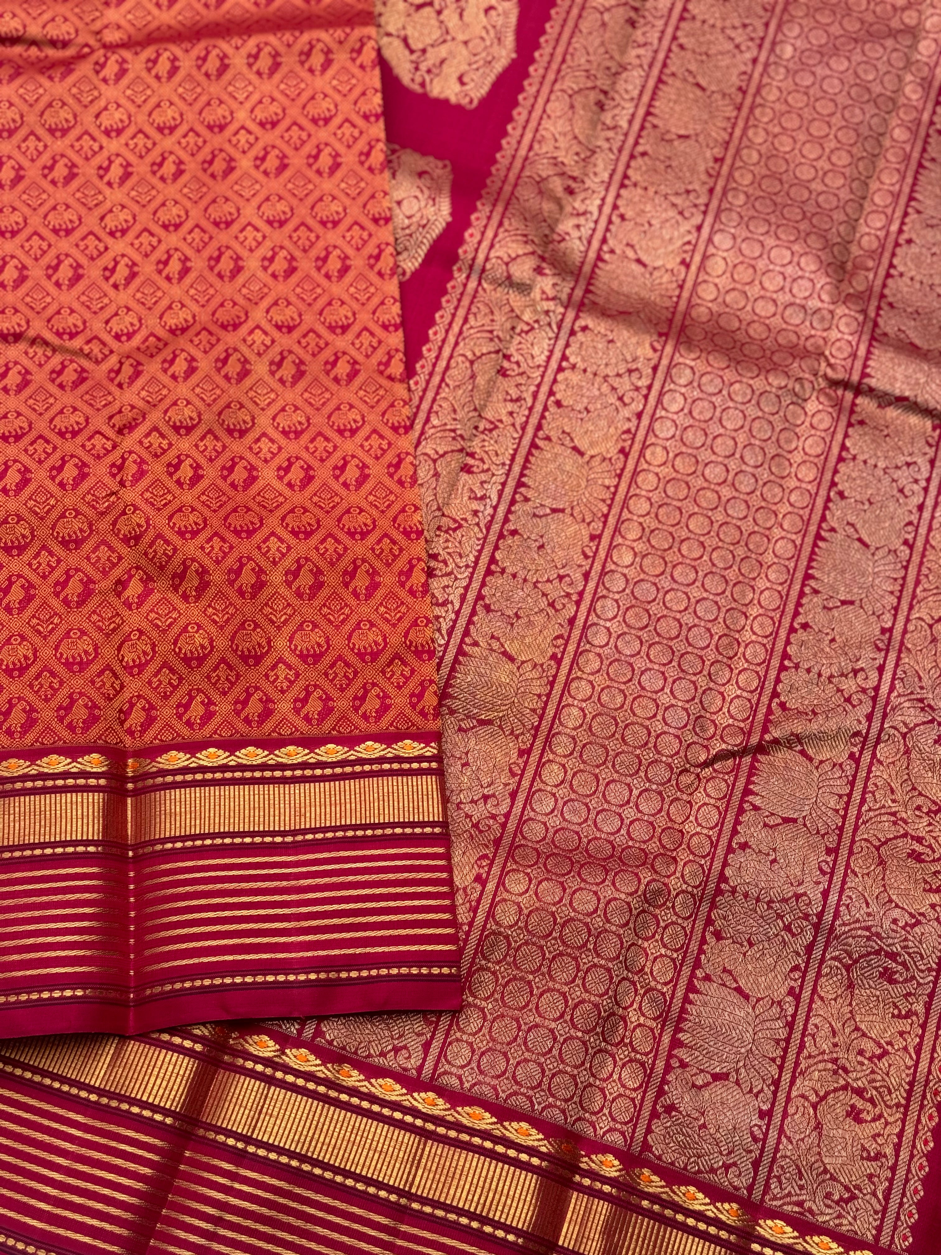 Reserved for Janki - A gorgeous masterpiece in a very unique betel nut shade with arakku kanchivaram silk saree