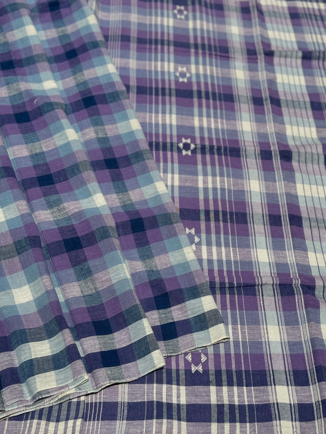 Handwoven Kala cotton bhujodi saree lavender shade