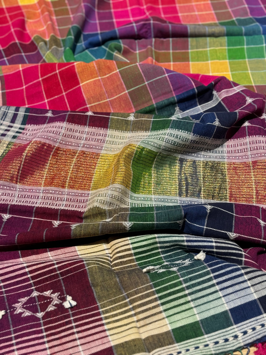 Handwoven Kala cotton bhujodi saree multicoloured