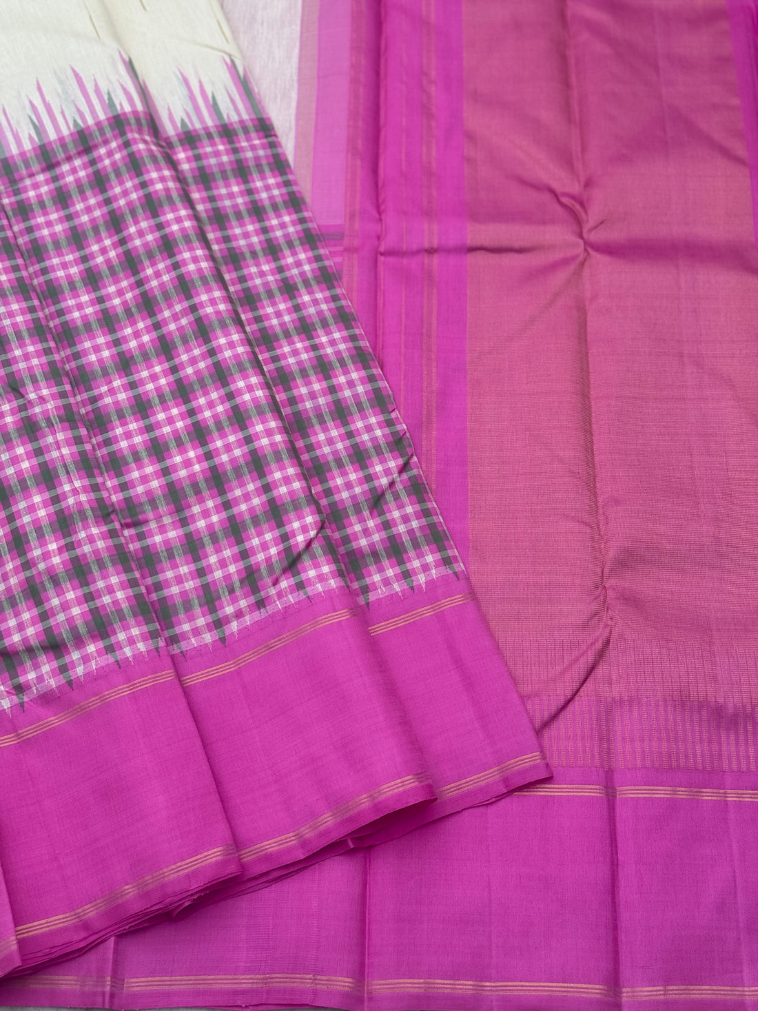 Linen by Mulberry silk Korvai Kanchivaram silk saree