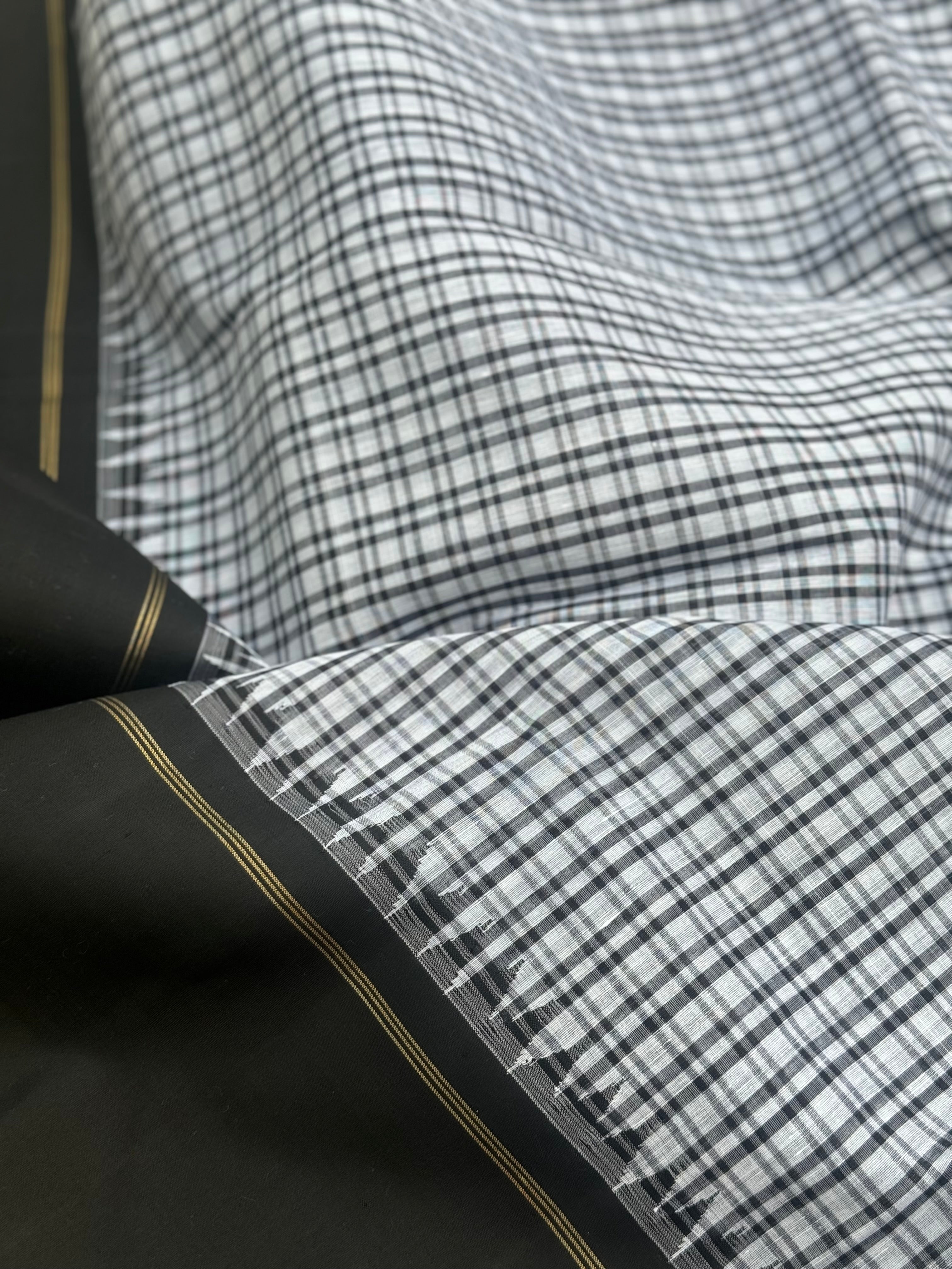 Linen by Mulberry silk Korvai Kanchivaram silk saree
