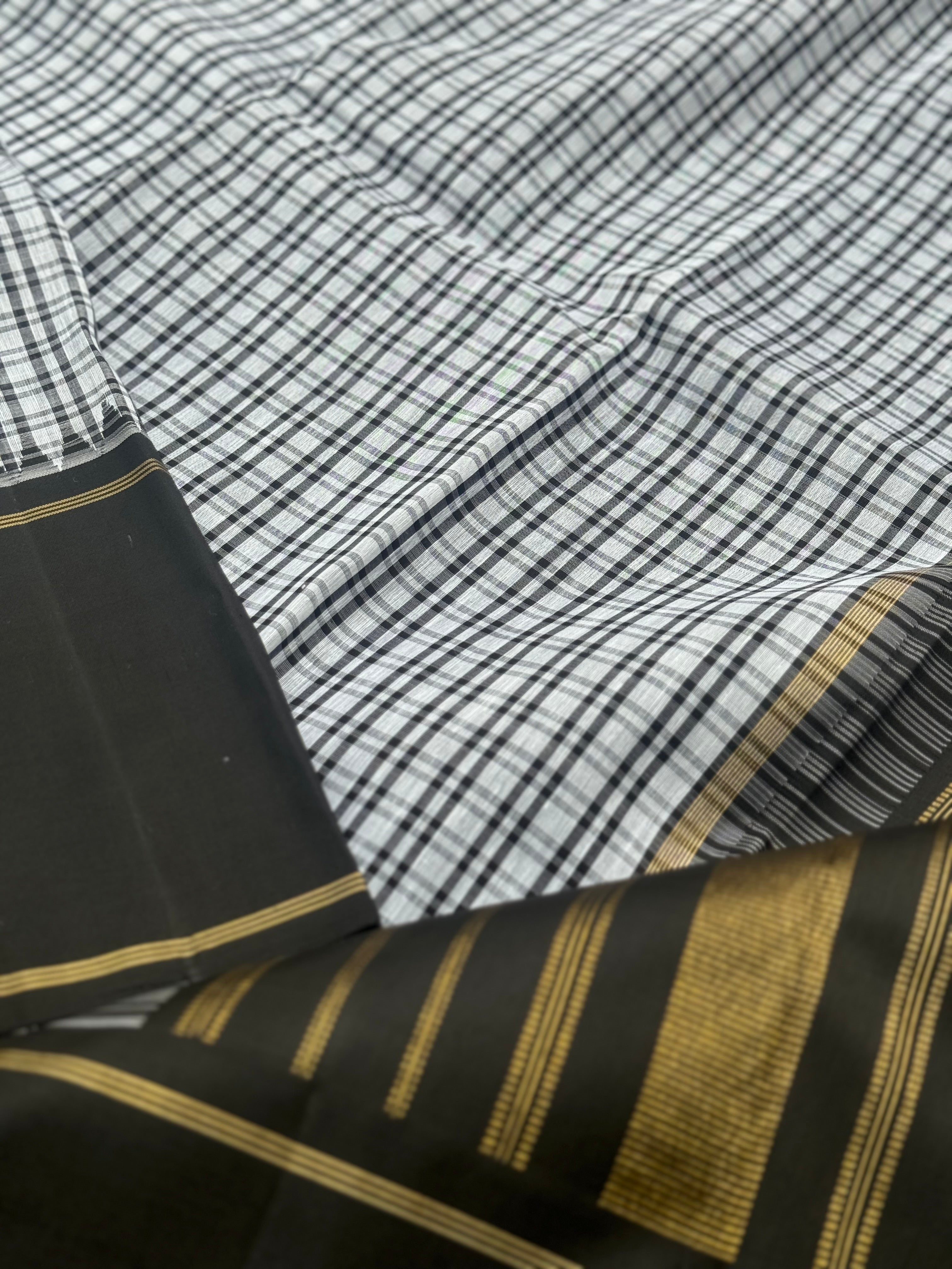Linen by Mulberry silk Korvai Kanchivaram silk saree