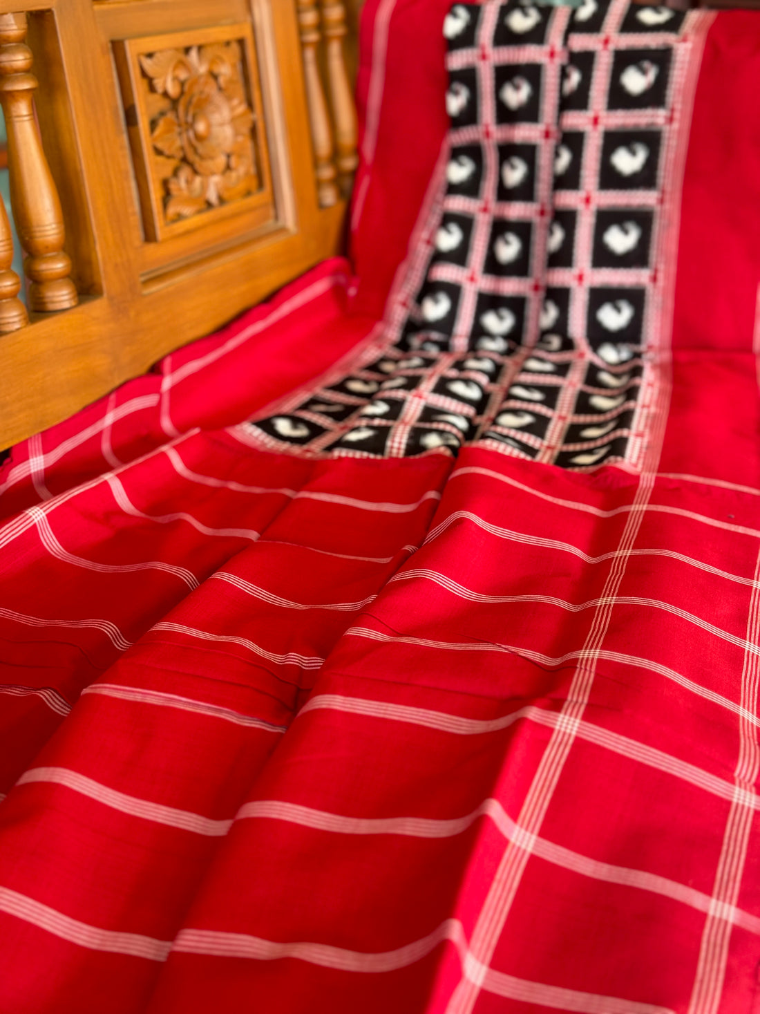 A Masterpiece Double Ikkat Telia Rumal Cotton Saree