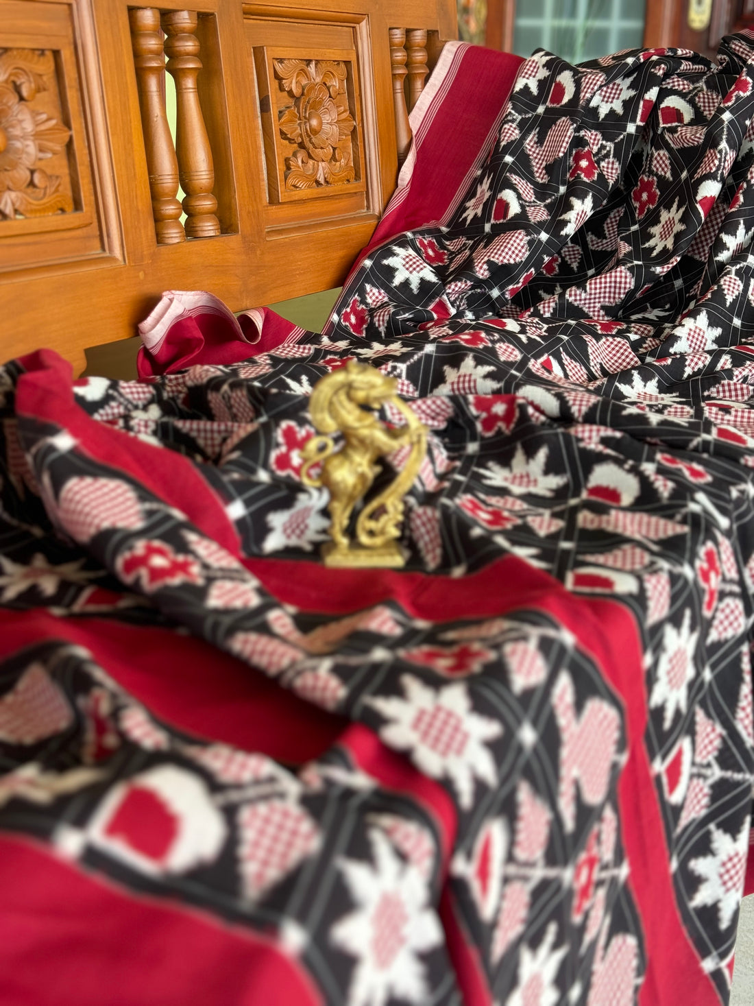 A Masterpiece 4 motif Double Ikkat Telia Rumal Cotton Saree